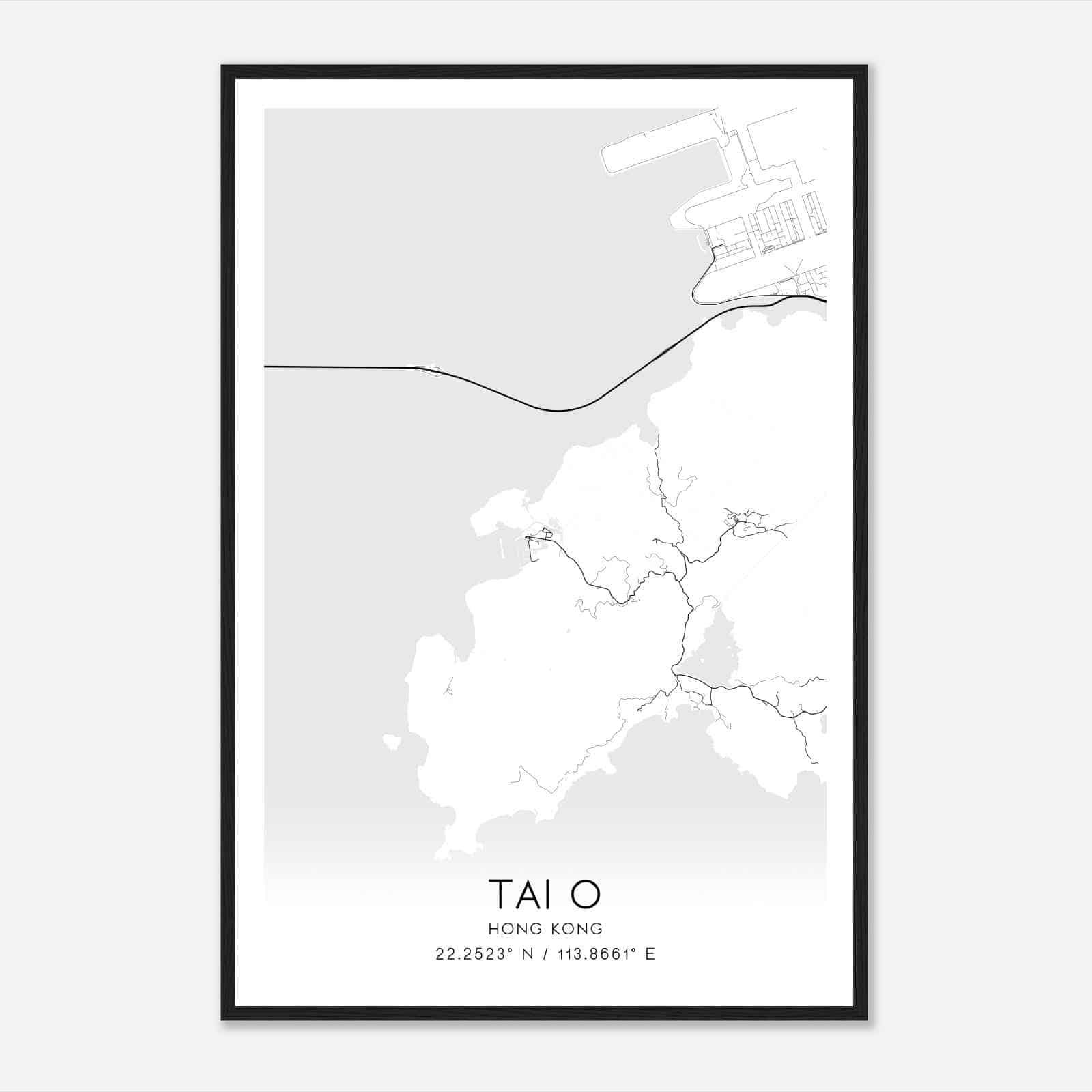 Tai O Hong Kong Map Poster, Tai O City Road Wall Art Print
