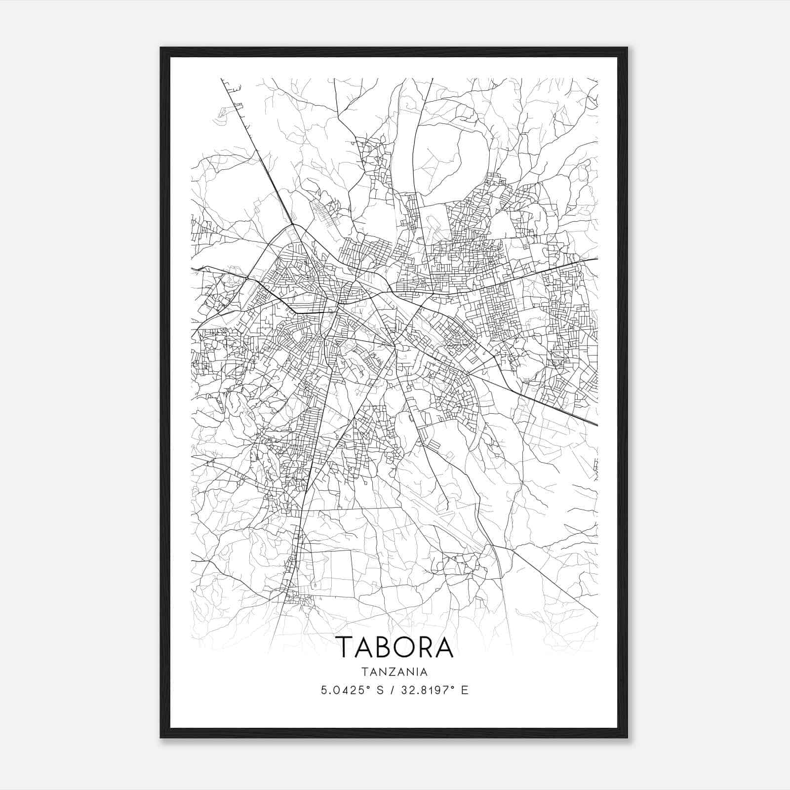 Tabora Tanzania Map Poster, Tabora City Road Wall Art Print