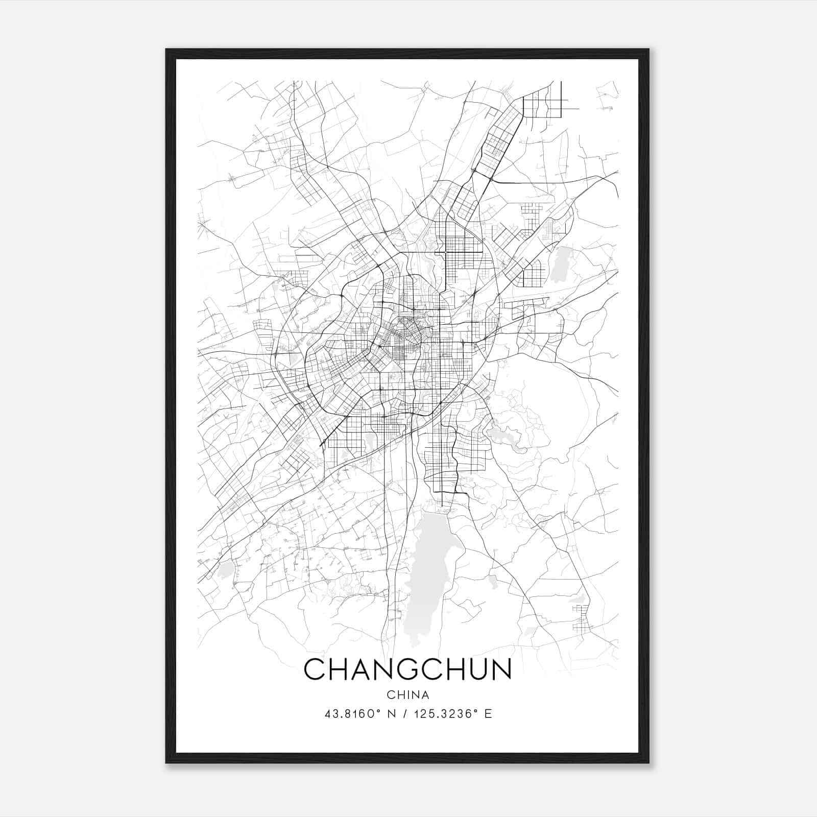 Changchun China Map Poster, Changchun City Road Wall Art Print