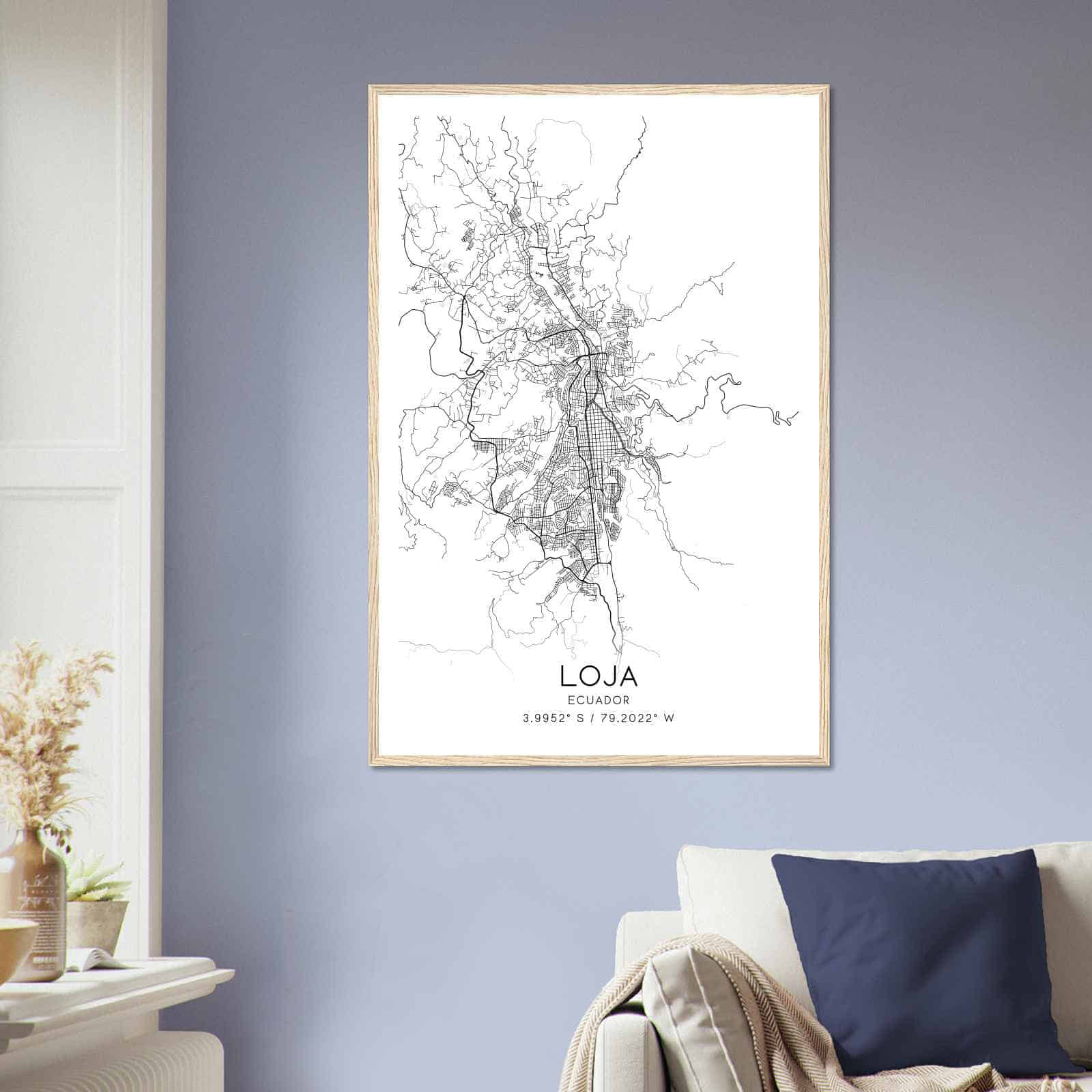 Loja Ecuador Map Poster, Loja City Road Wall Art Print