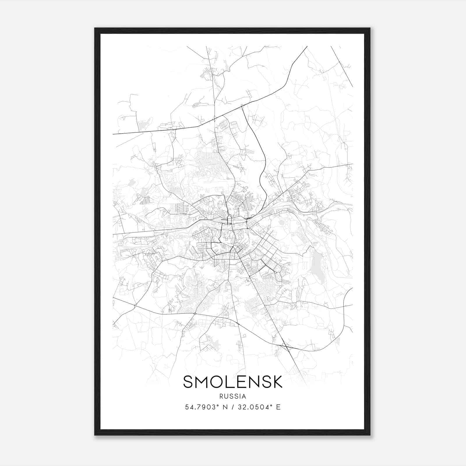Smolensk Russia Map Poster, Smolensk City Road Wall Art Print
