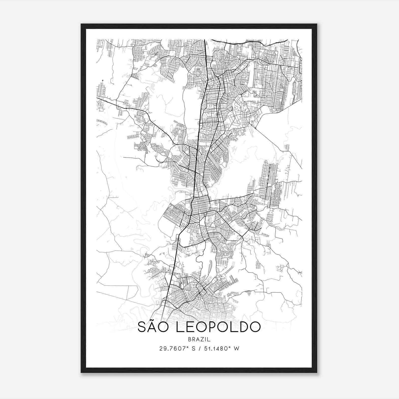 Sao Leopoldo Brazil Map Poster, Sao Leopoldo City Road Wall Art Print