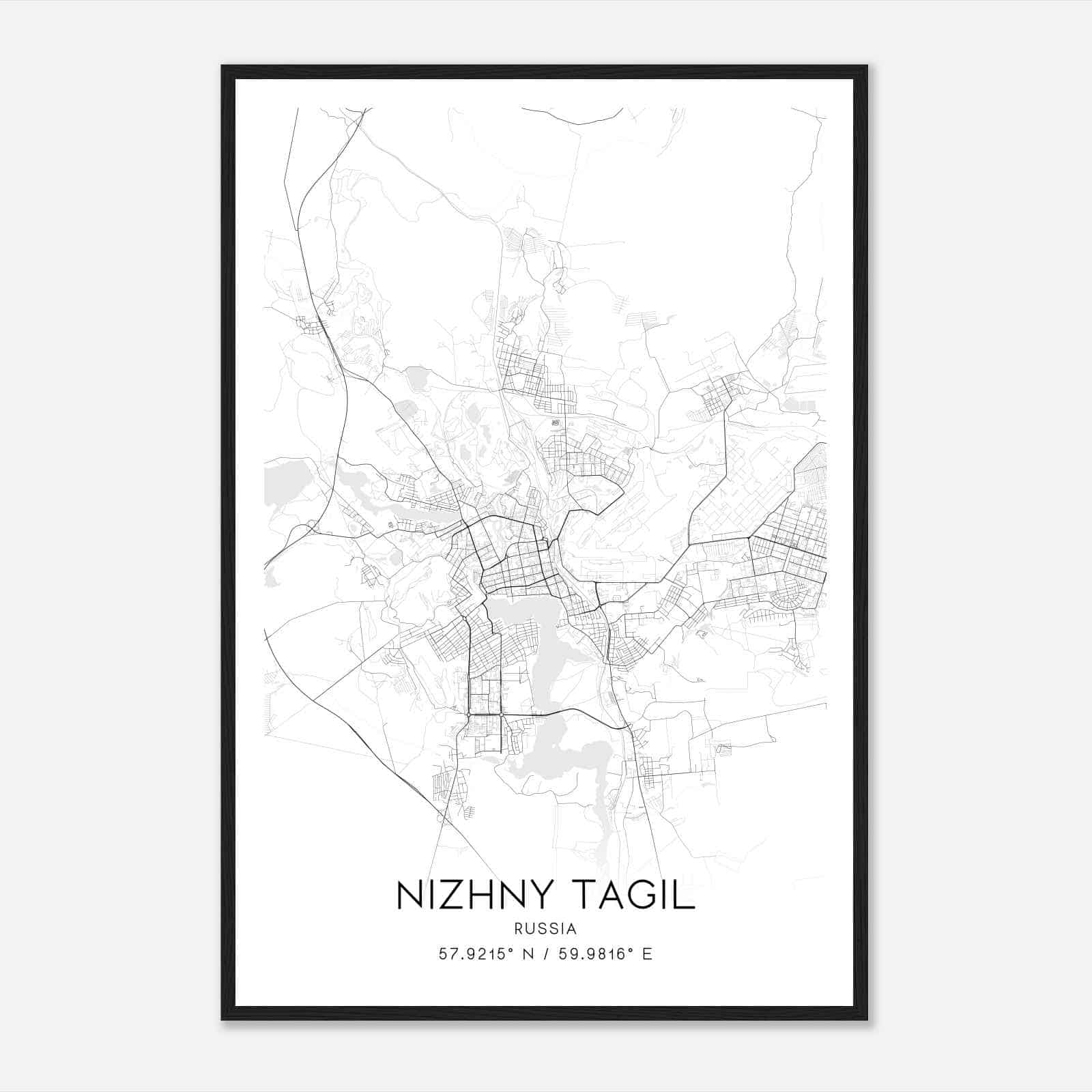 Nizhny Tagil Russia Map Poster, Nizhny Tagil City Road Wall Art Print
