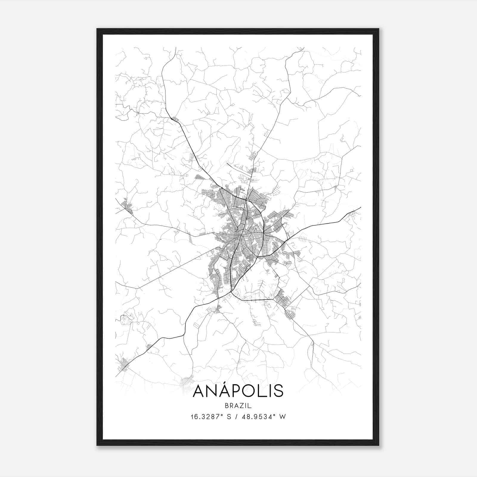 Anapolis Brazil Map Poster, Anapolis City Road Wall Art Print