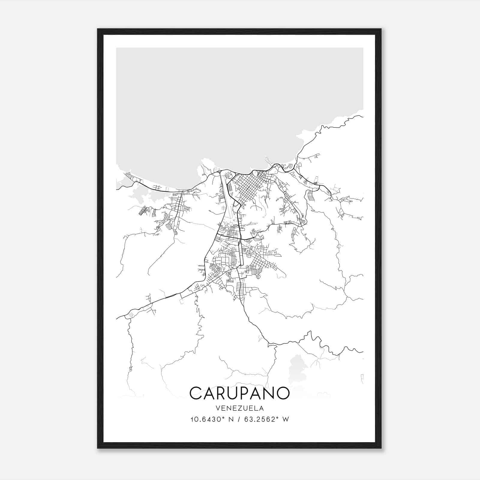 Carupano Venezuela Map Poster, Carupano City Road Wall Art Print