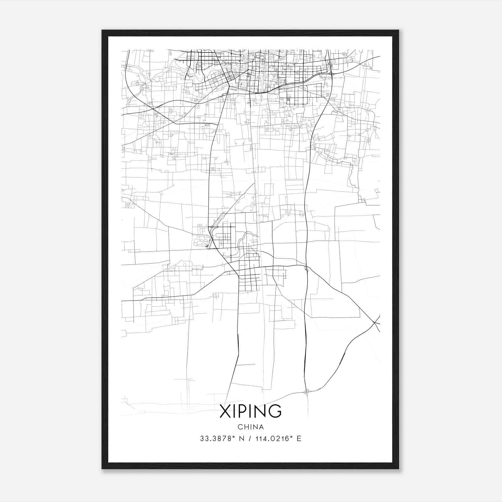 Xiping China Map Poster, Xiping City Road Wall Art Print