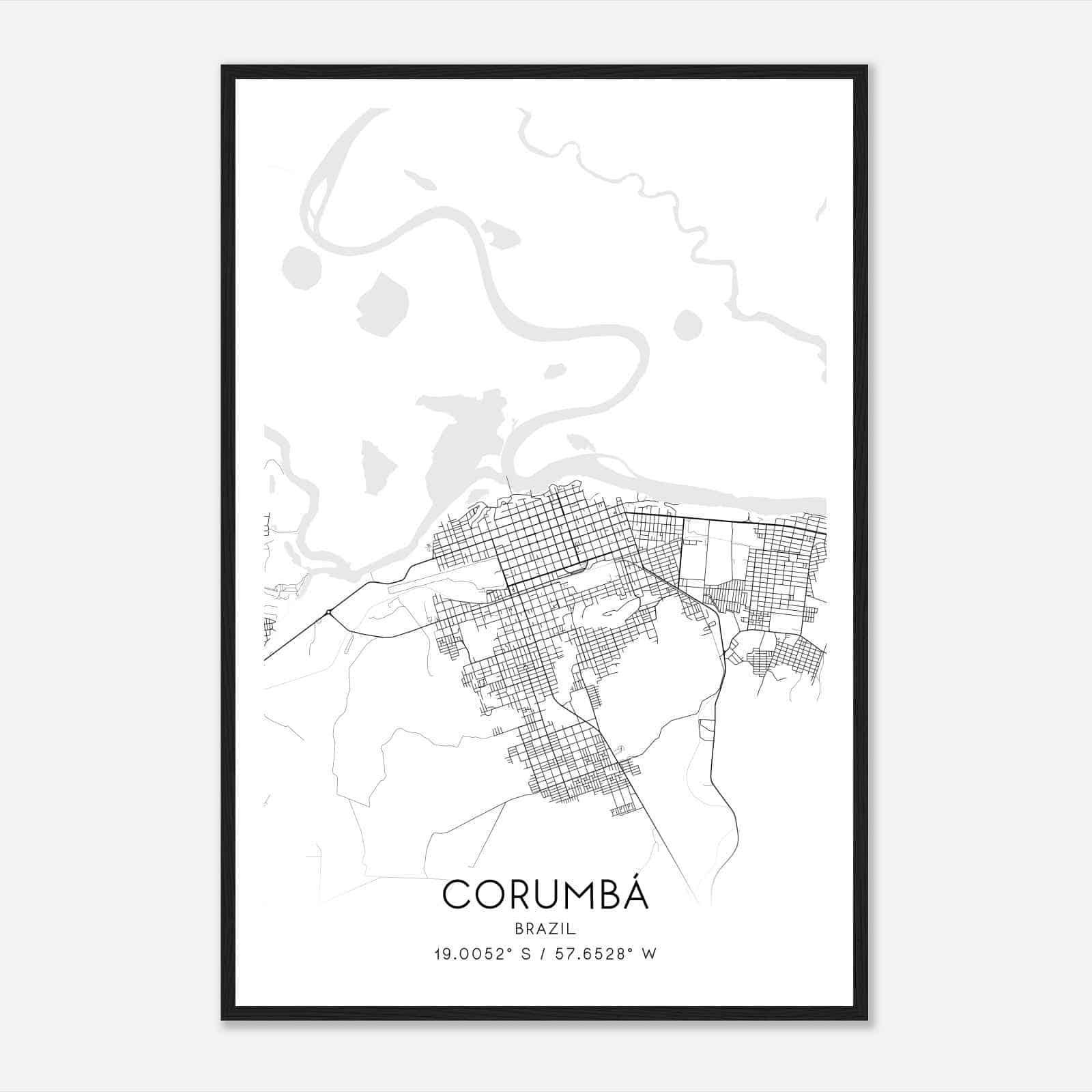 Corumba Brazil Map Poster, Corumba City Road Wall Art Print