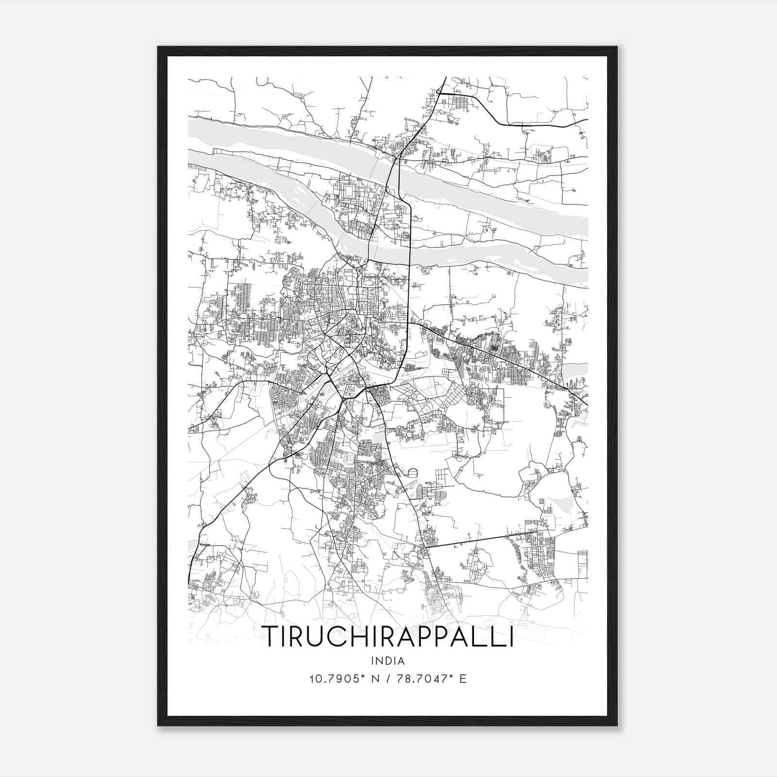 Tiruchirappalli India Map Poster, Tiruchirappalli City Road Wall Art Print