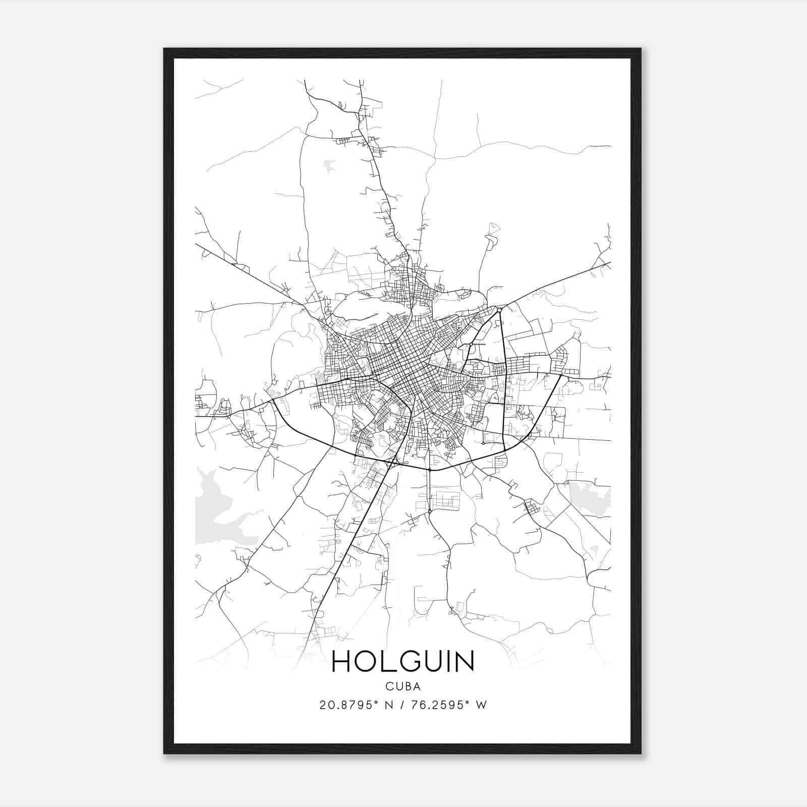 Holguin Cuba Map Poster, Holguin City Road Wall Art Print
