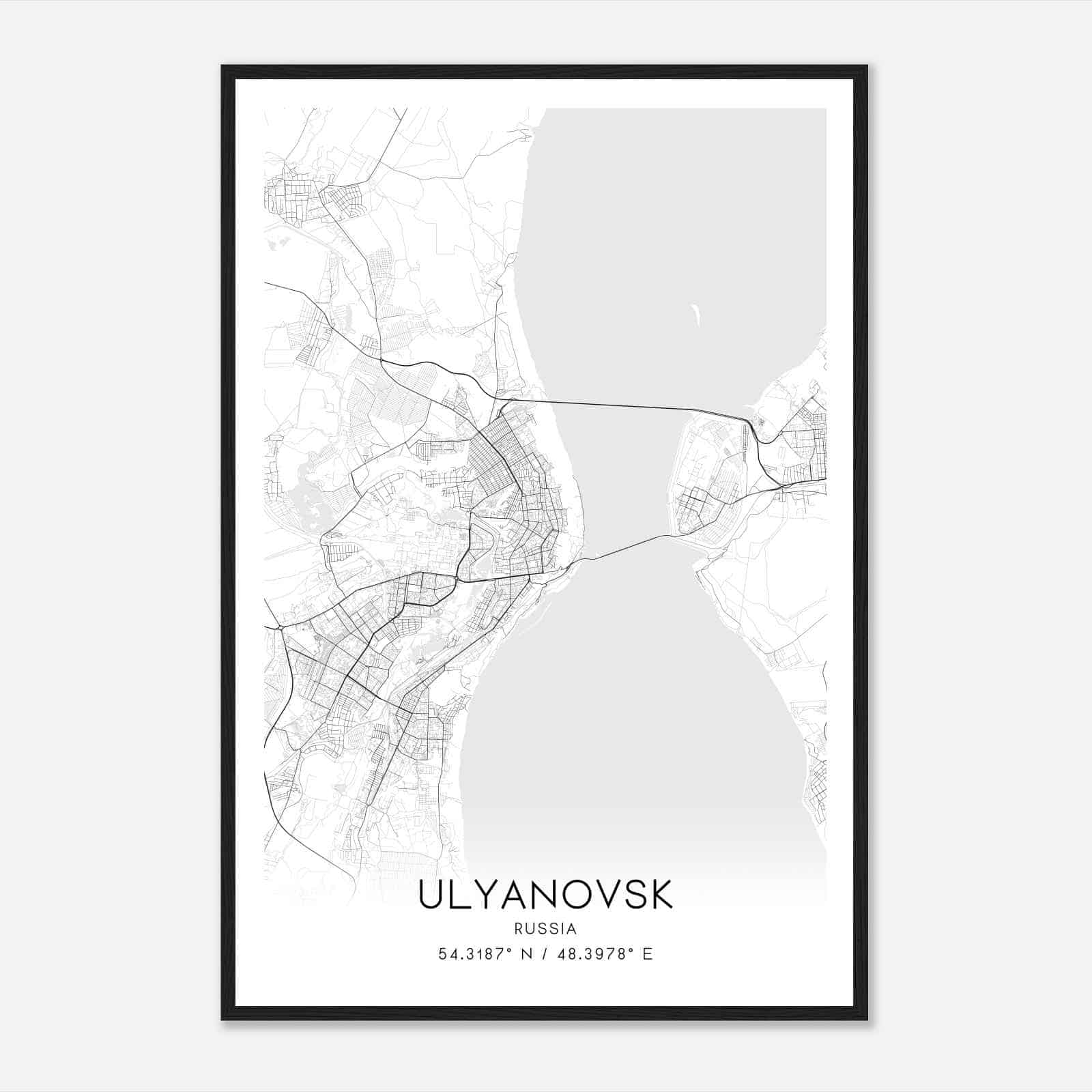Ulyanovsk Russia Map Poster, Ulyanovsk City Road Wall Art Print