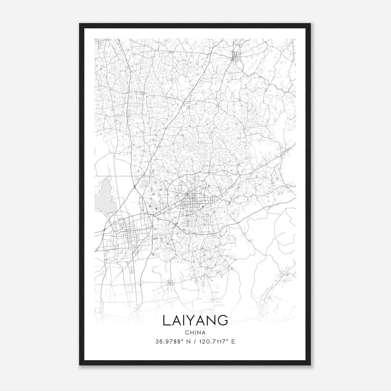 Laiyang China Map Poster, Laiyang City Road Wall Art Print