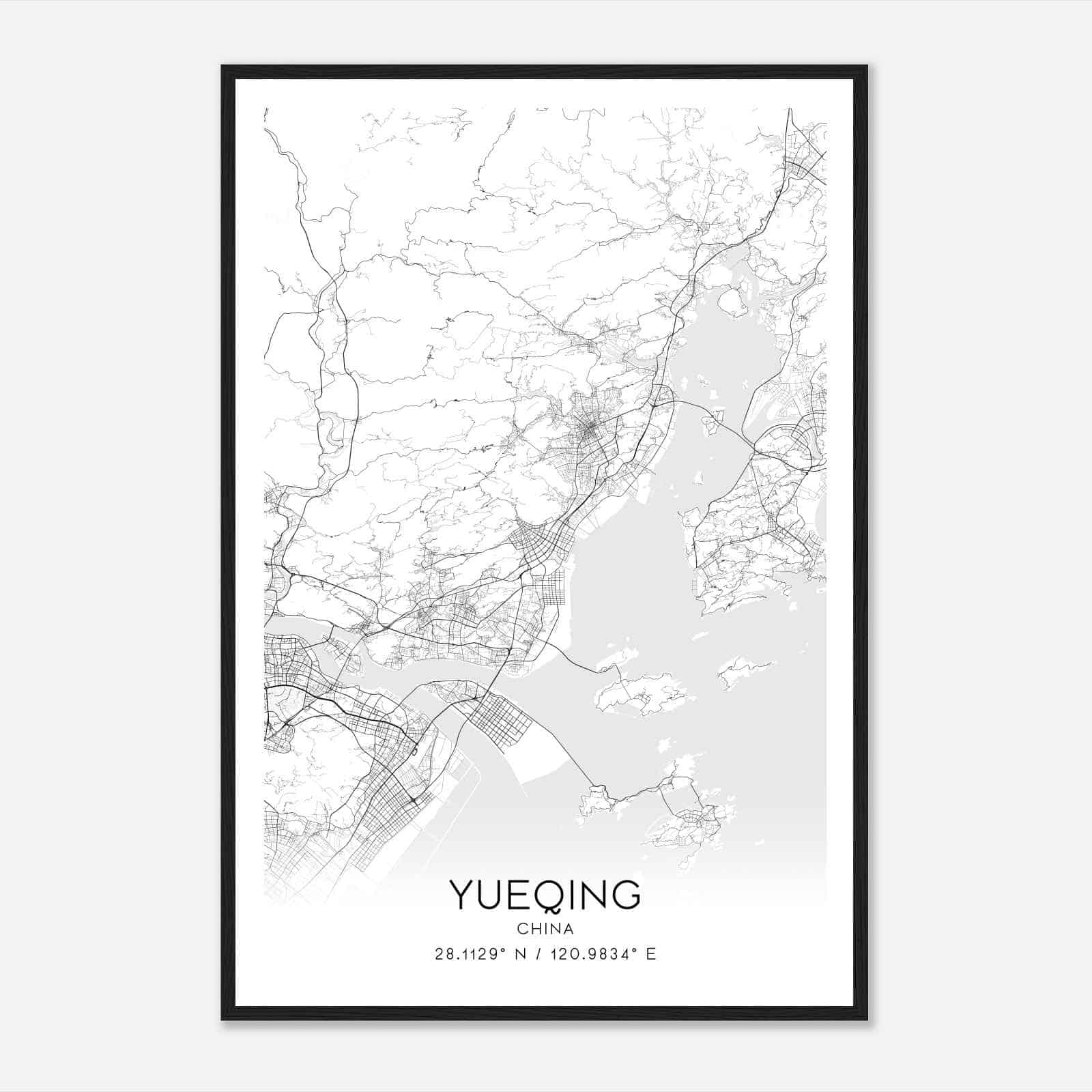 Yueqing China Map Poster, Yueqing City Road Wall Art Print