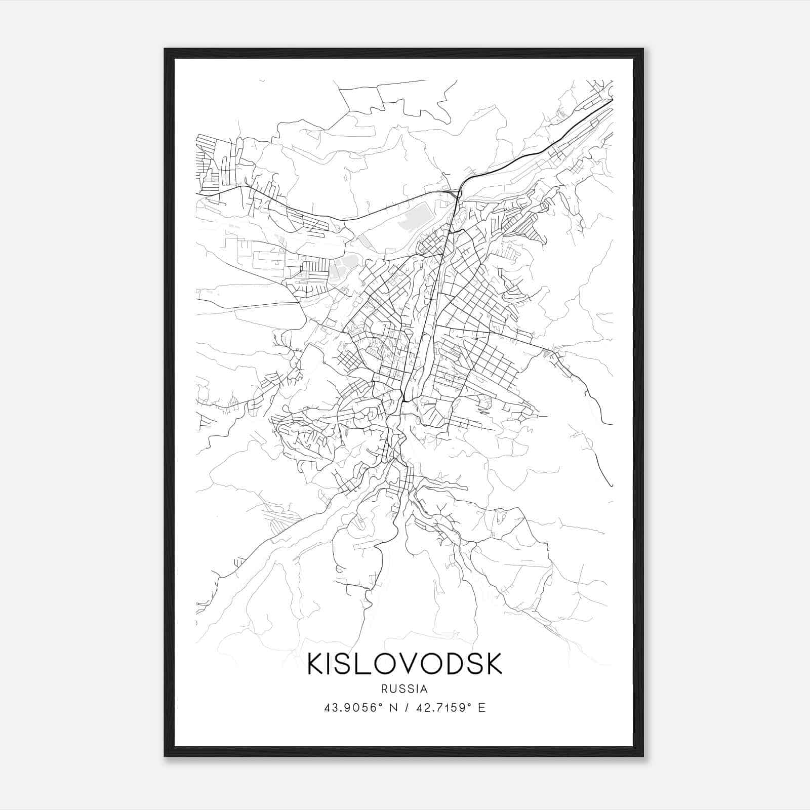 Kislovodsk Russia Map Poster, Kislovodsk City Road Wall Art Print