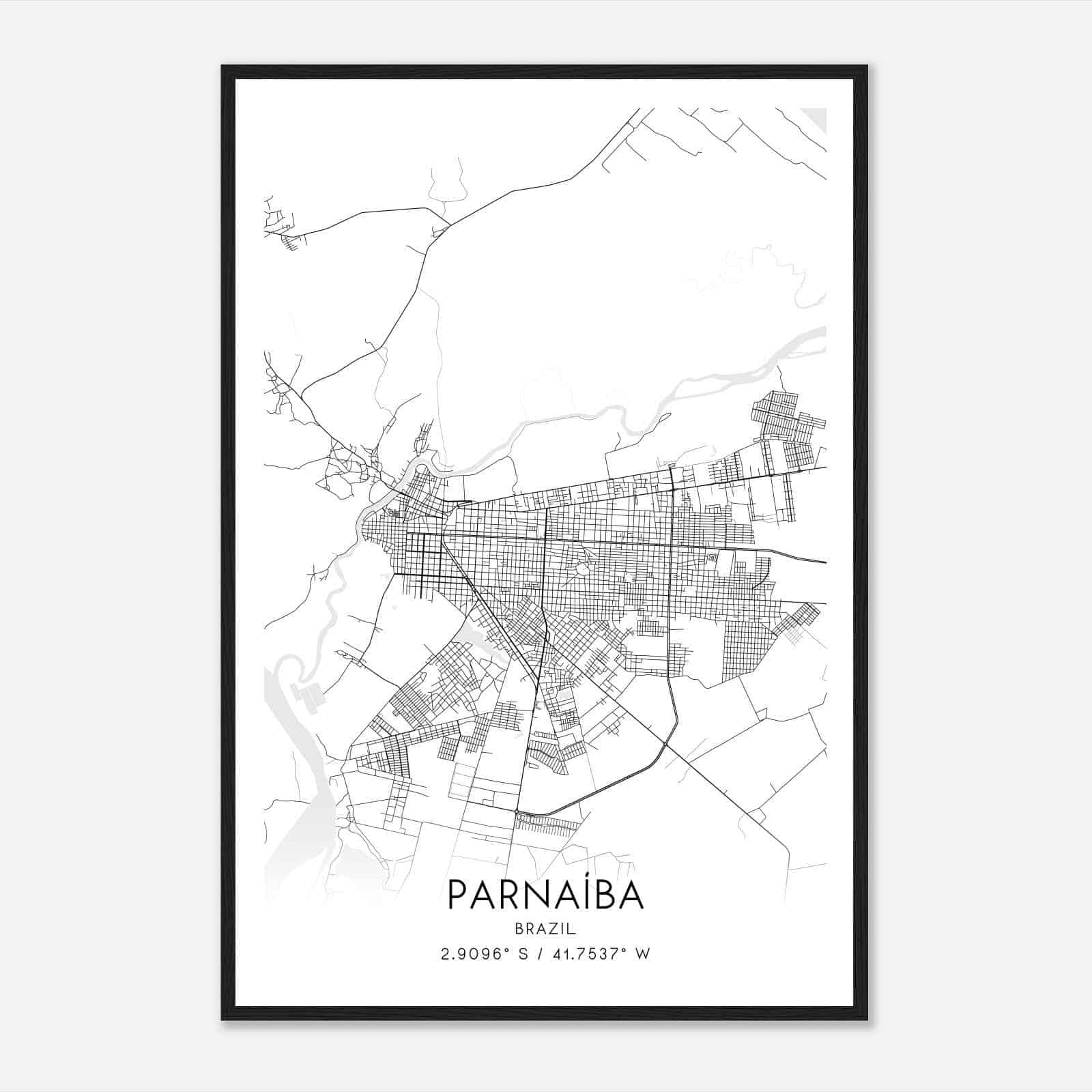 Parnaiba Brazil Map Poster, Parnaiba City Road Wall Art Print