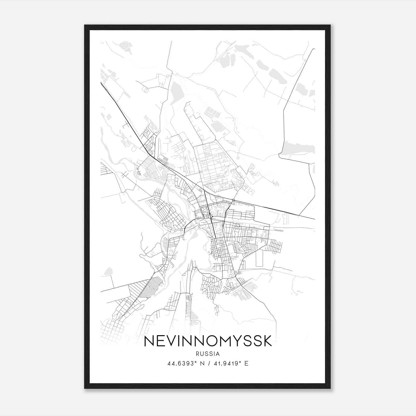 Nevinnomyssk Russia Map Poster, Nevinnomyssk City Road Wall Art Print