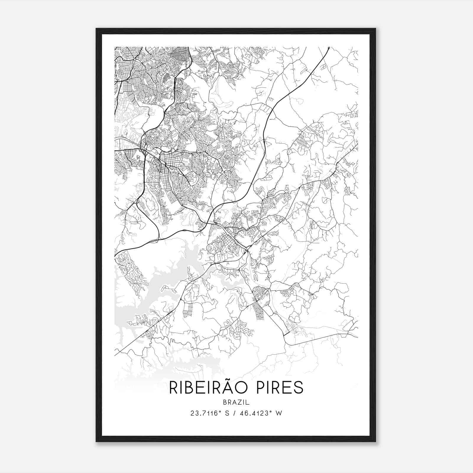 Ribeirao Pires Brazil Map Poster, Ribeirao Pires City Road Wall Art Print
