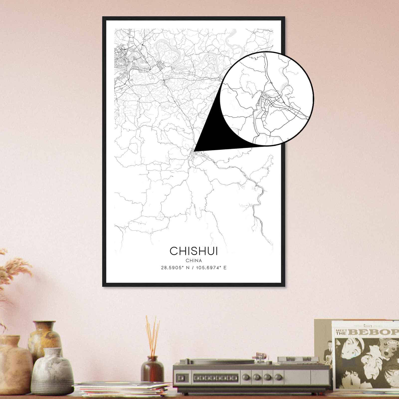 Deerfield Kansas Map Poster, Modern Home Decor Wall Art Print (Copy)