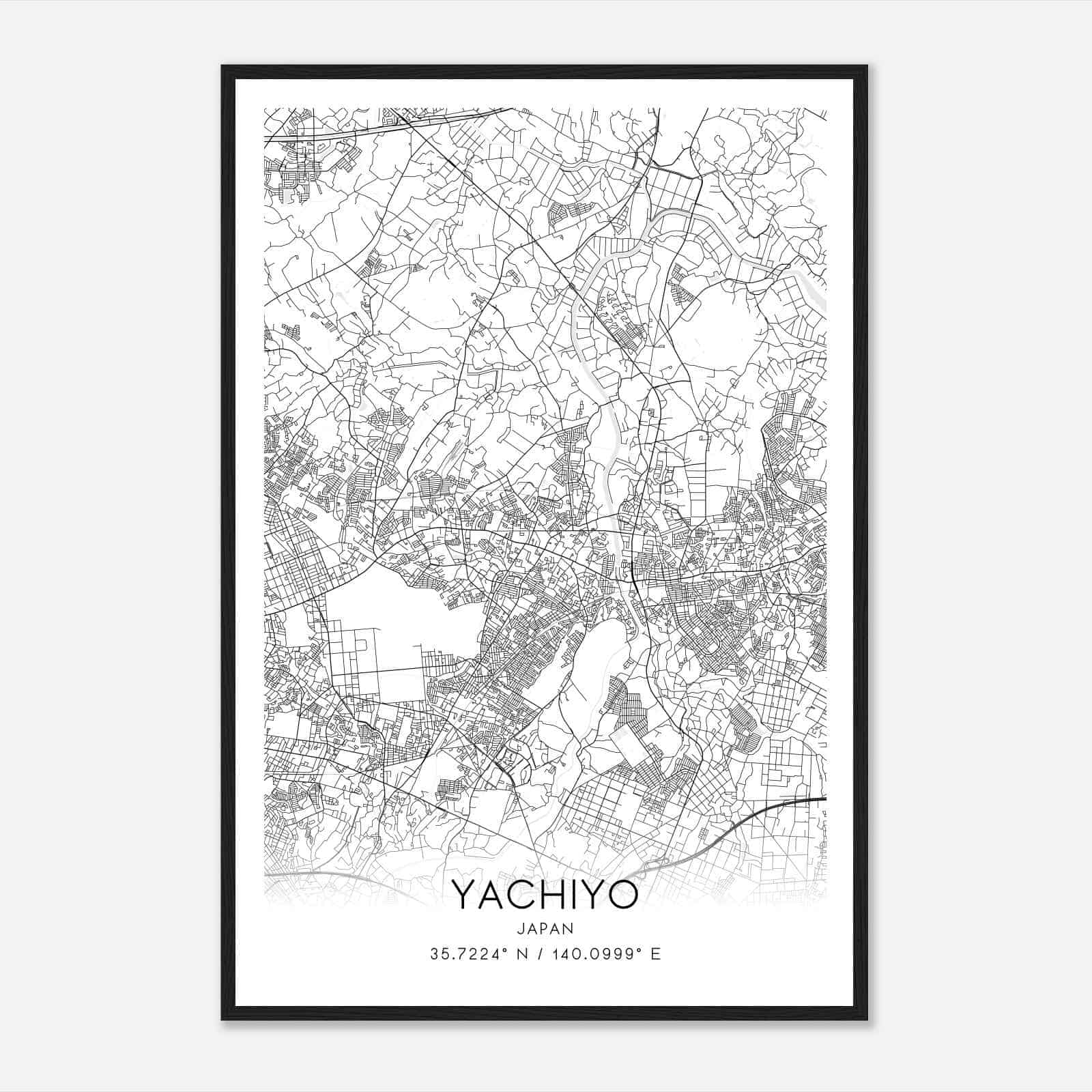 Yachiyo Japan Map Poster, Yachiyo City Road Wall Art Print