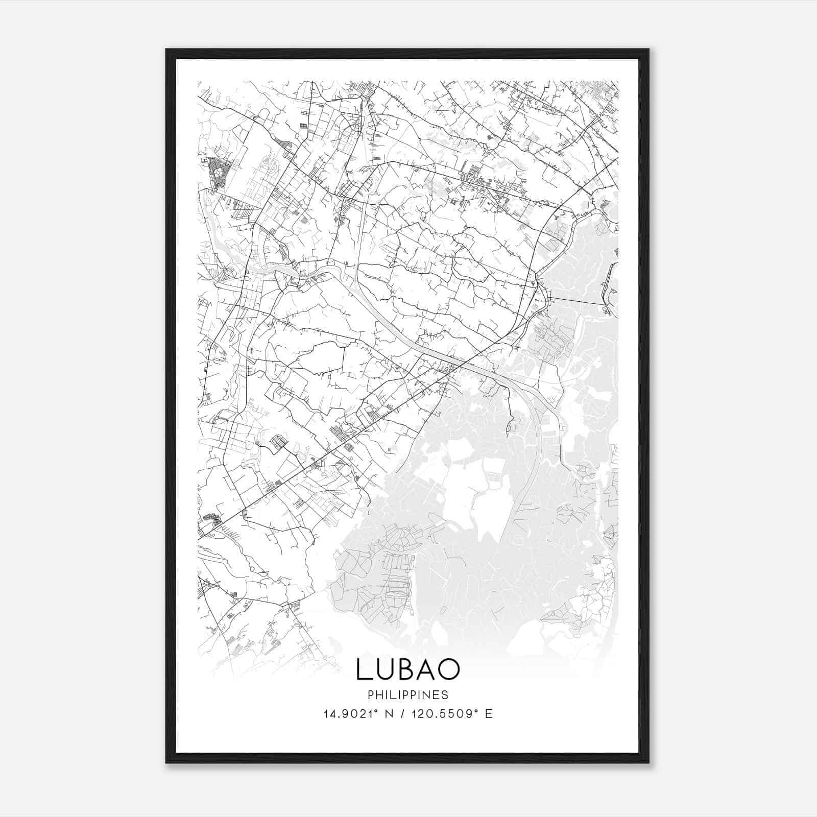 Lubao Philippines Map Poster, Lubao City Road Wall Art Print
