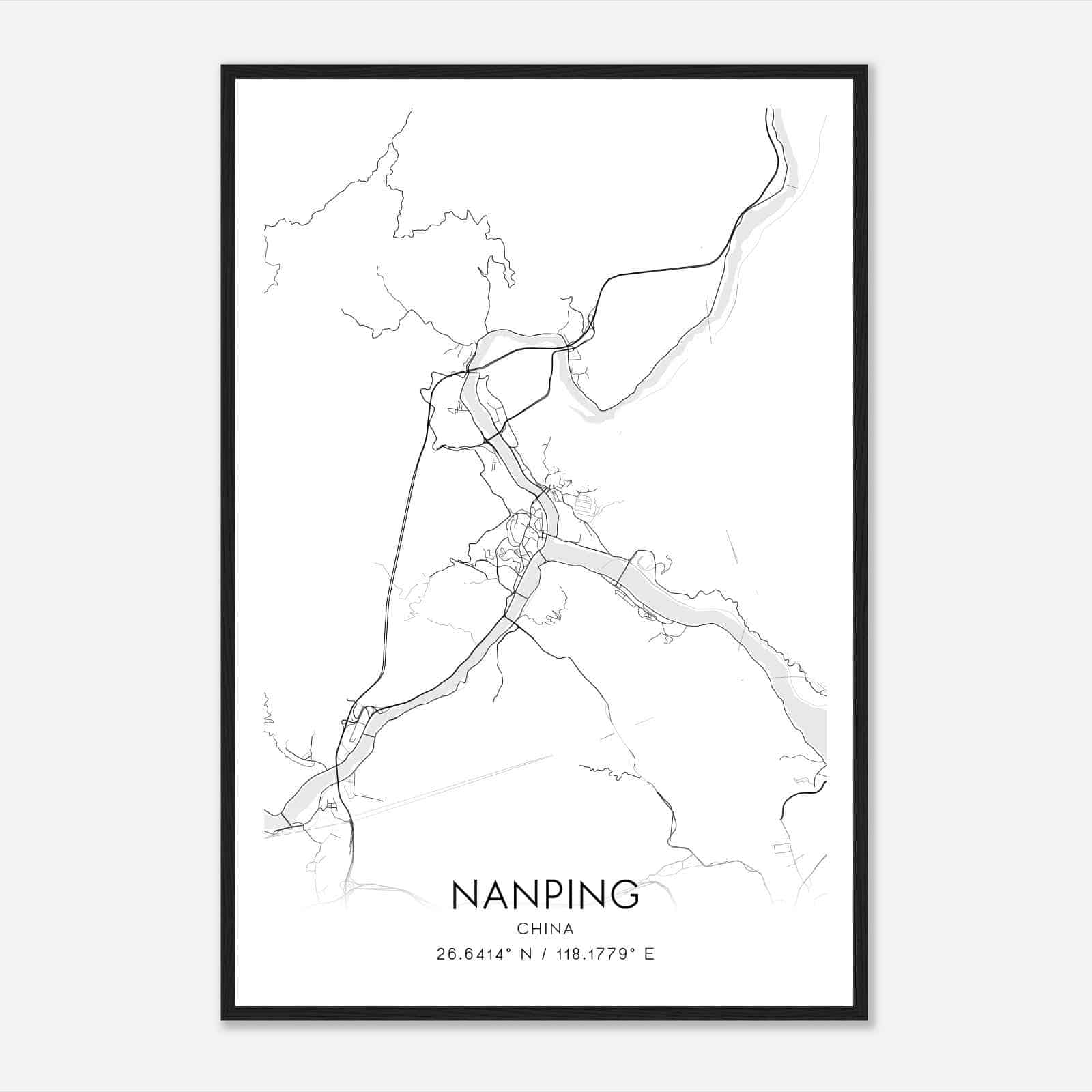 Nanping China Map Poster, Nanping City Road Wall Art Print