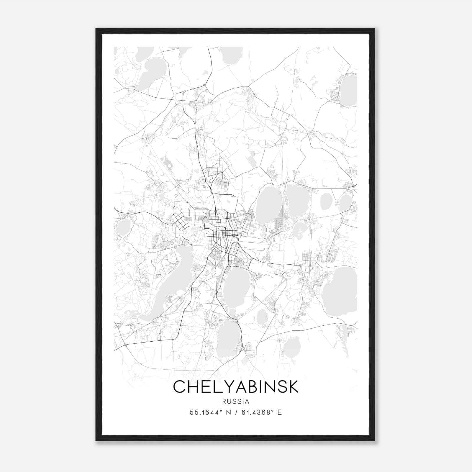 Chelyabinsk Russia Map Poster, Chelyabinsk City Road Wall Art Print