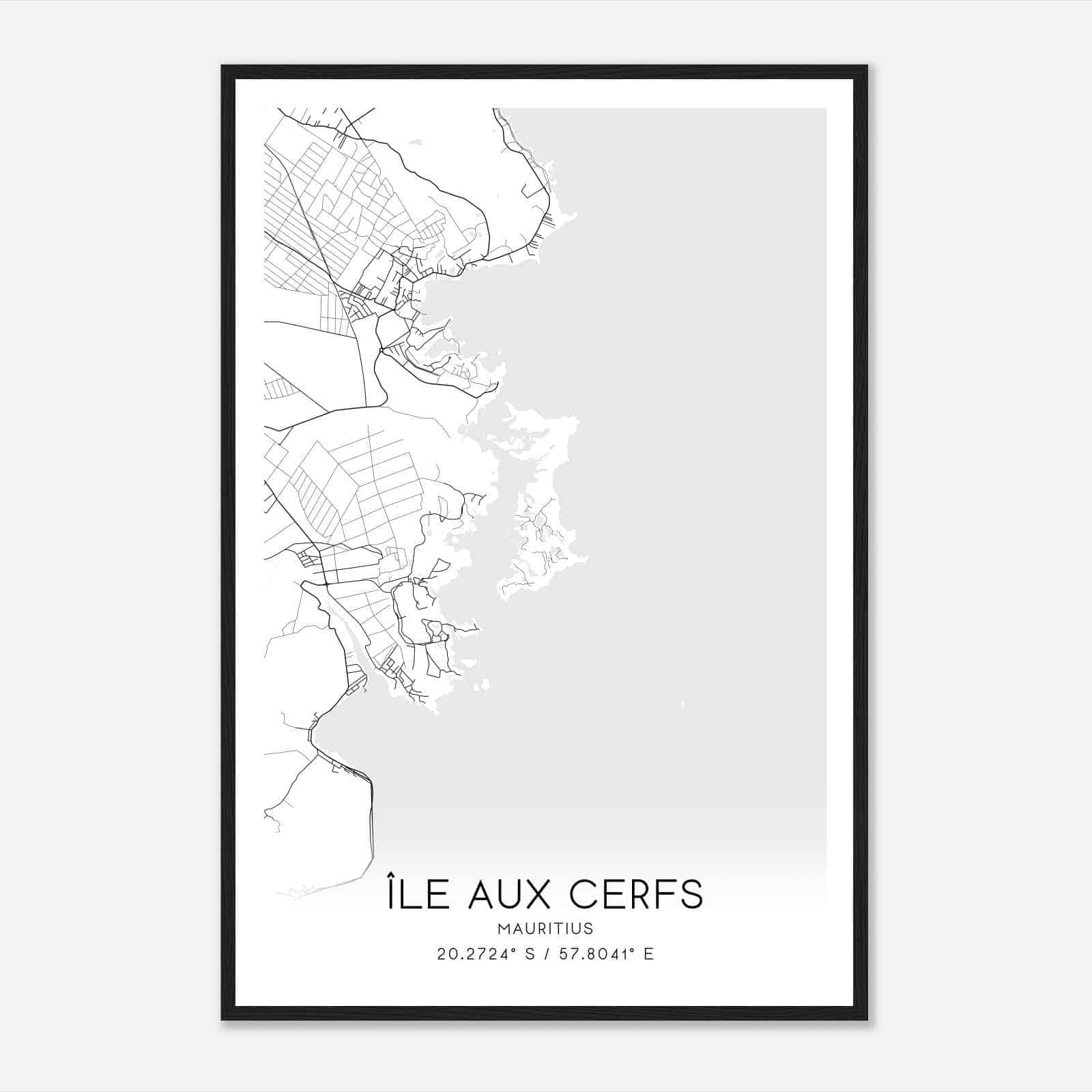 Ile aux Cerfs Mauritius Map Poster, Ile aux Cerfs City Road Wall Art Print