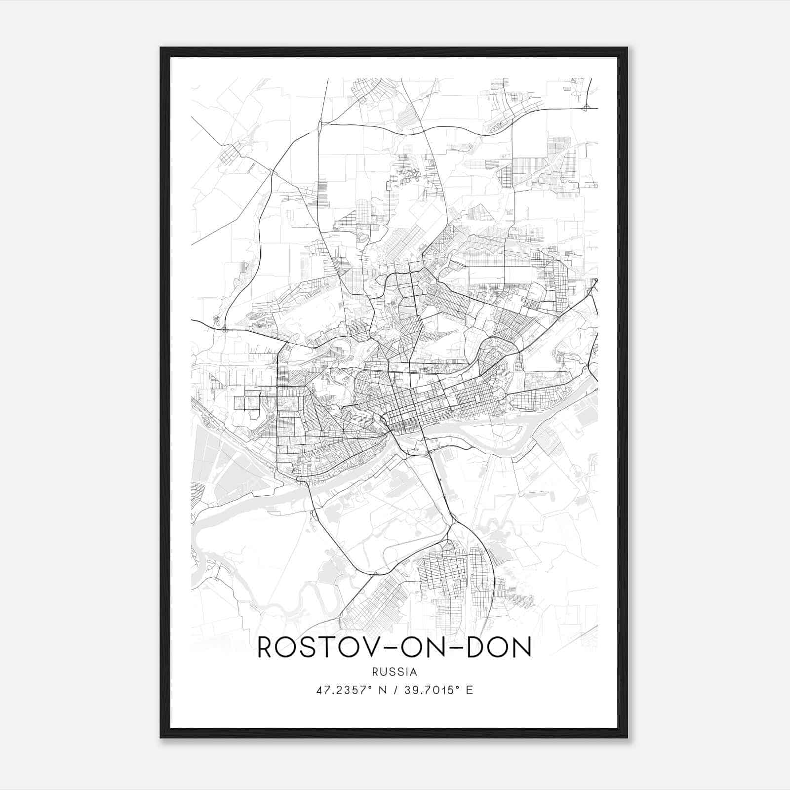 RostovonDon Russia Map Poster, RostovonDon City Road Wall Art Print