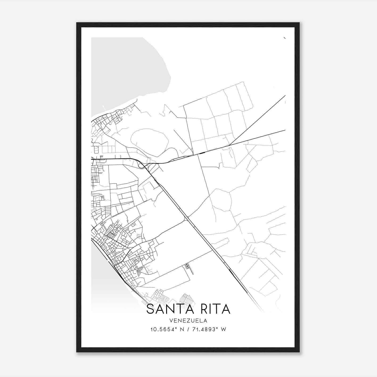Santa Rita Venezuela Map Poster, Santa Rita City Road Wall Art Print