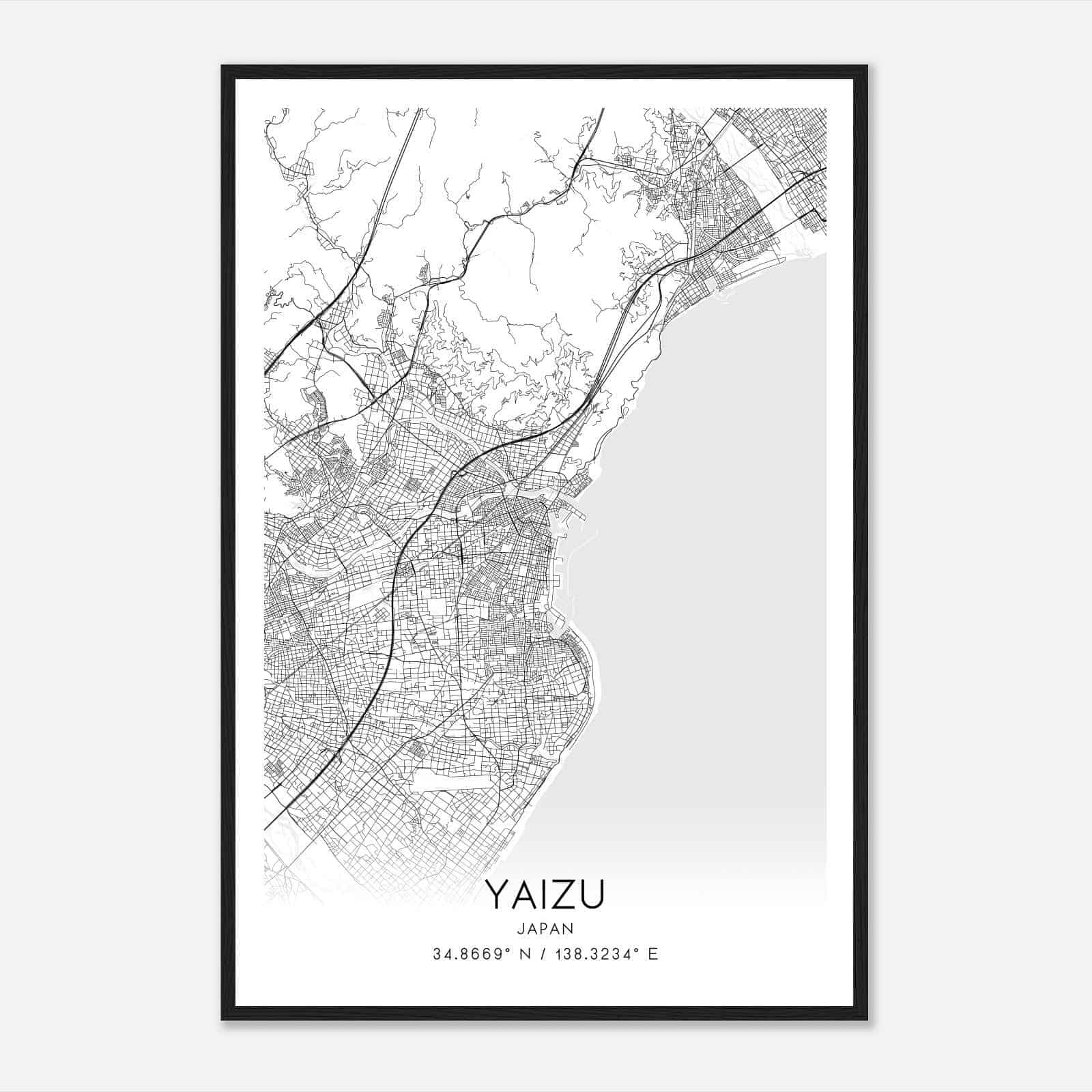 Yaizu Japan Map Poster, Yaizu City Road Wall Art Print