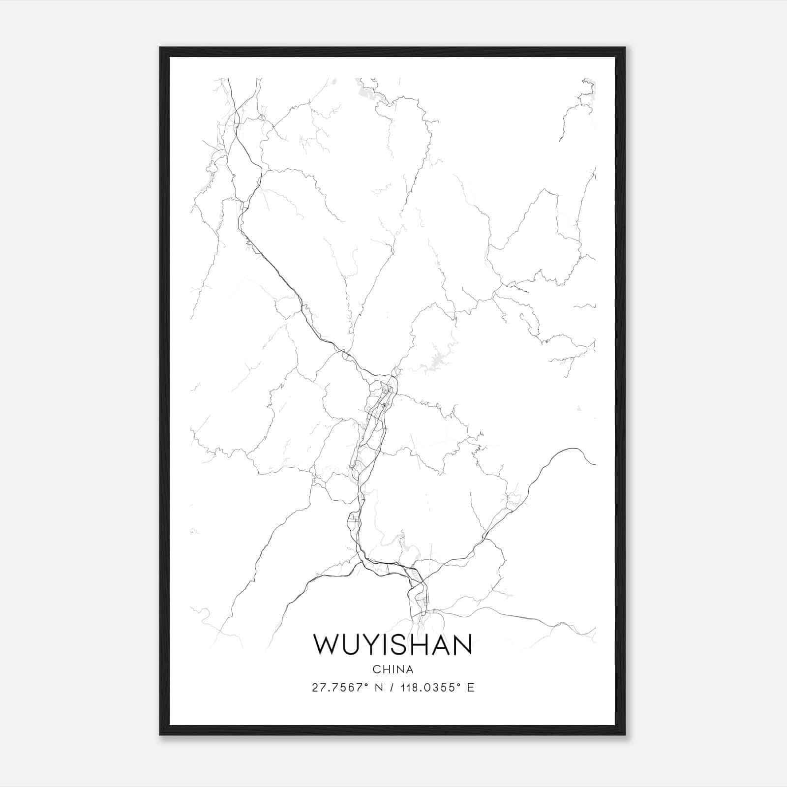 Wuyishan China Map Poster, Wuyishan City Road Wall Art Print