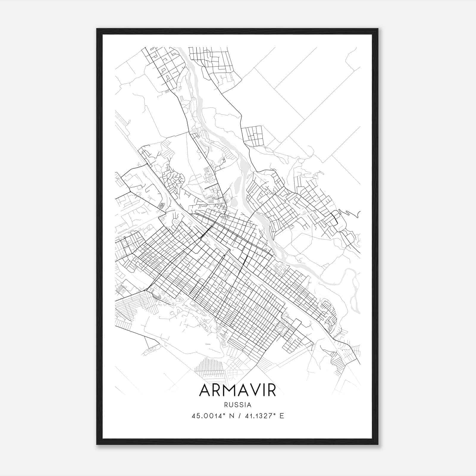 Armavir Russia Map Poster, Armavir City Road Wall Art Print