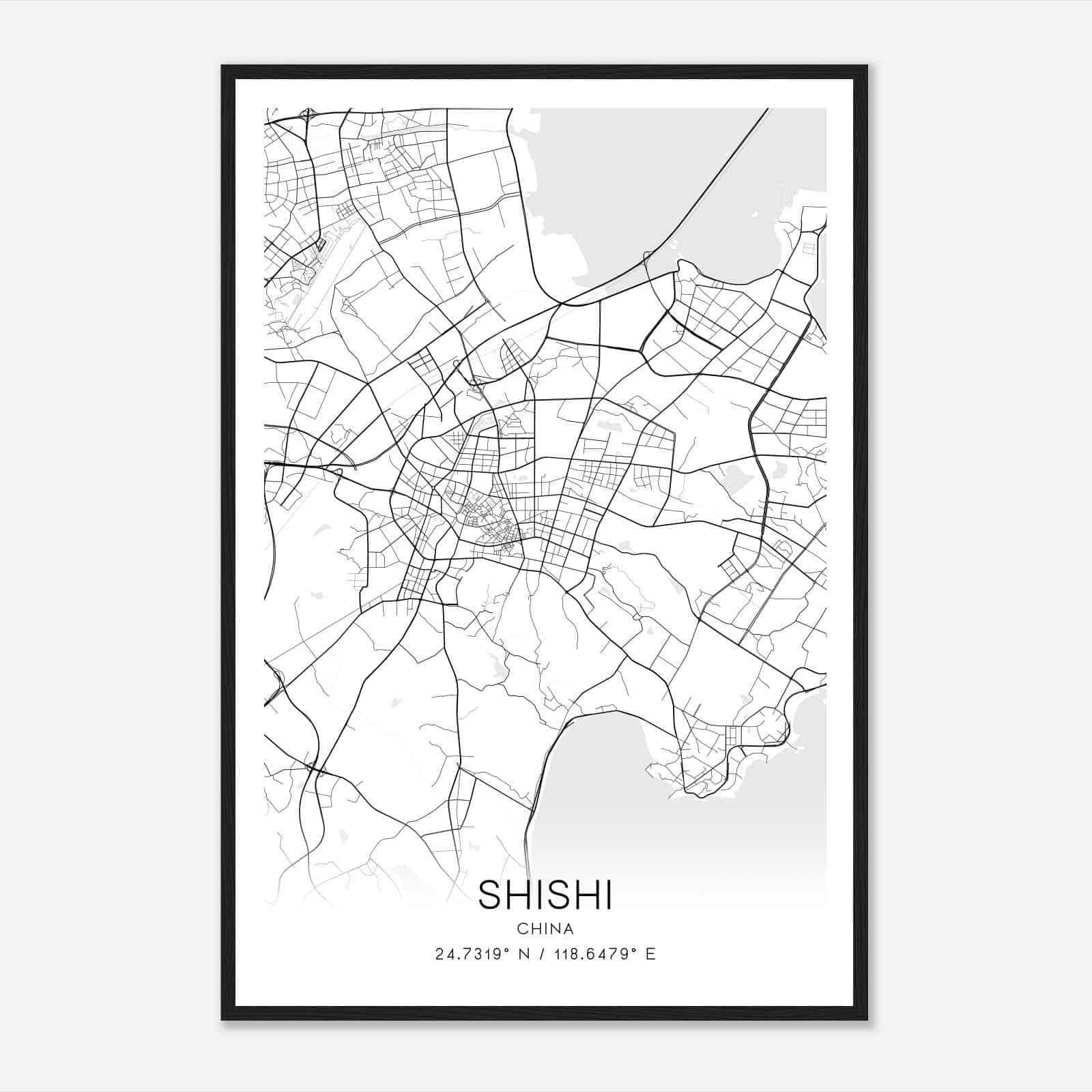 Shishi China Map Poster, Shishi City Road Wall Art Print