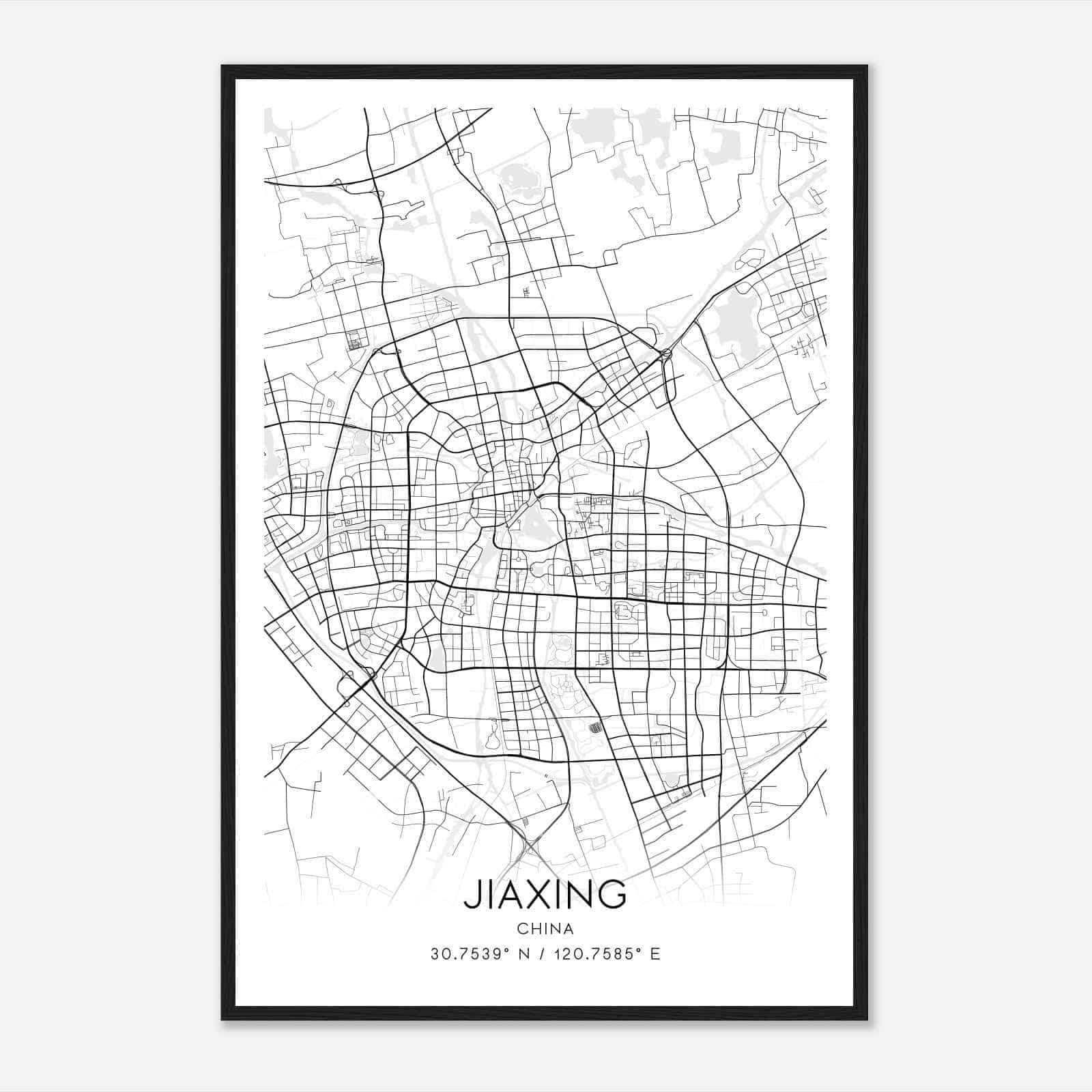 Jiaxing China Map Poster, Jiaxing City Road Wall Art Print