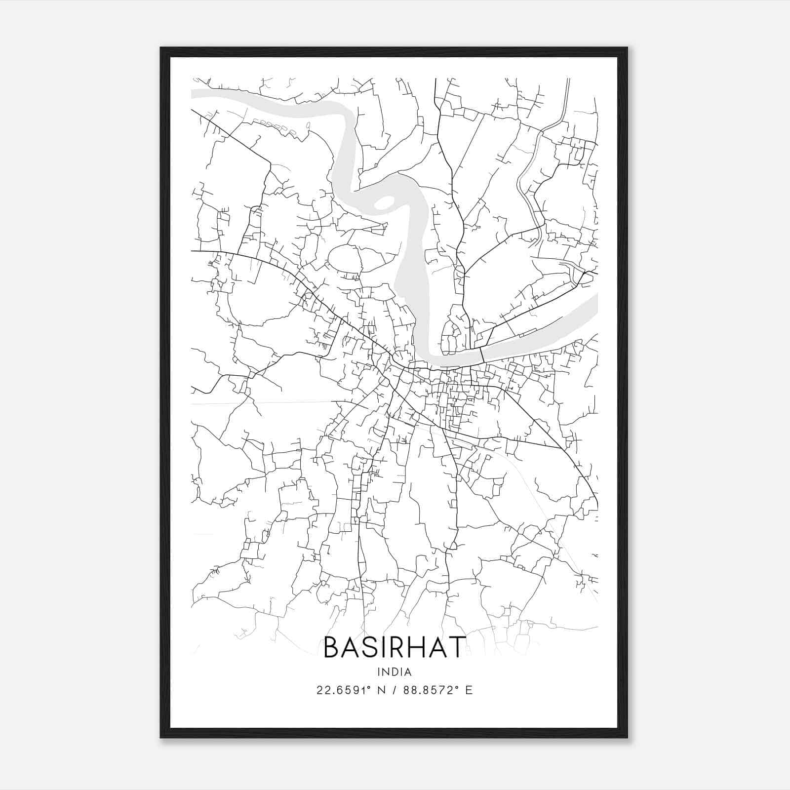 Basirhat India Map Poster, Basirhat City Road Wall Art Print