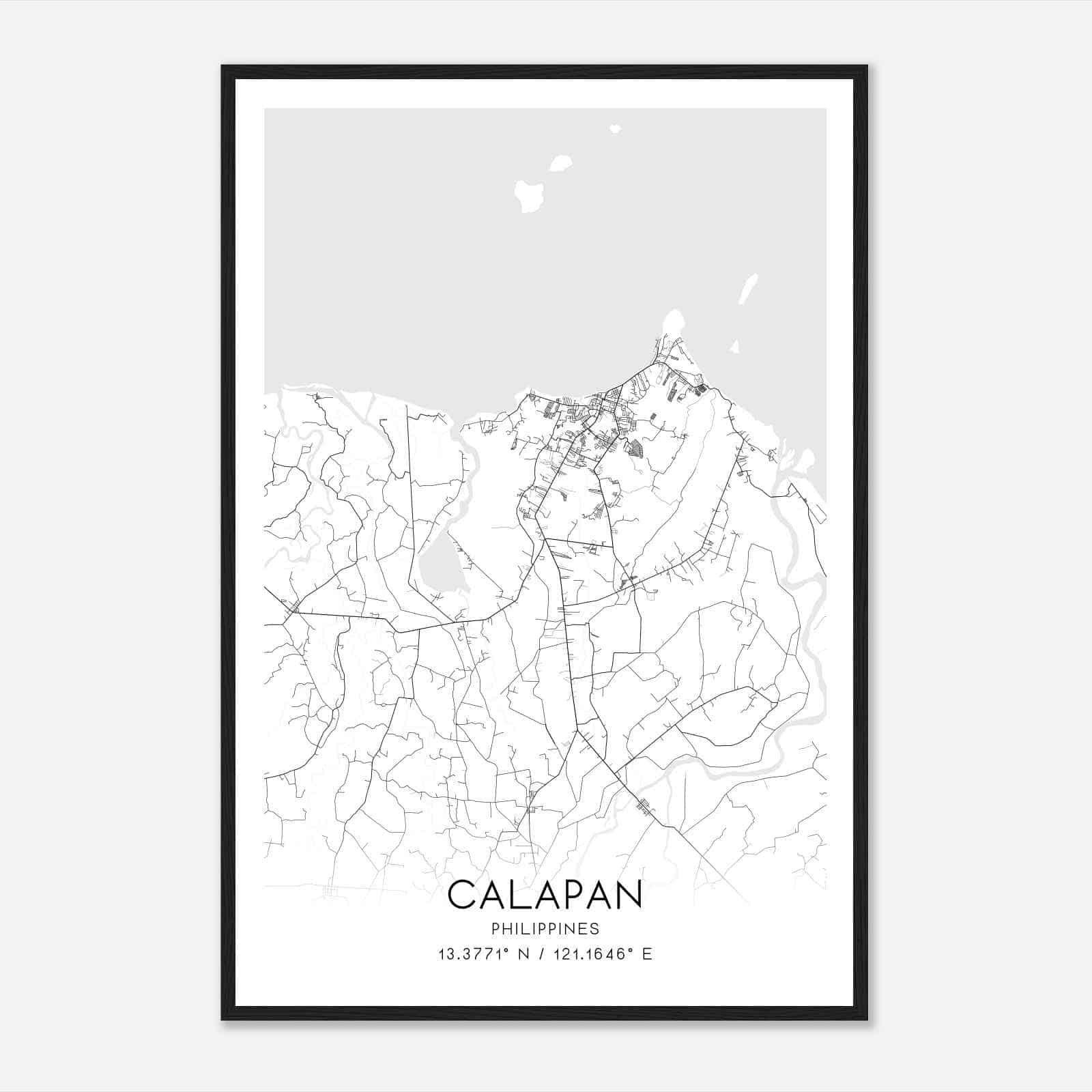 Calapan Philippines Map Poster, Calapan City Road Wall Art Print