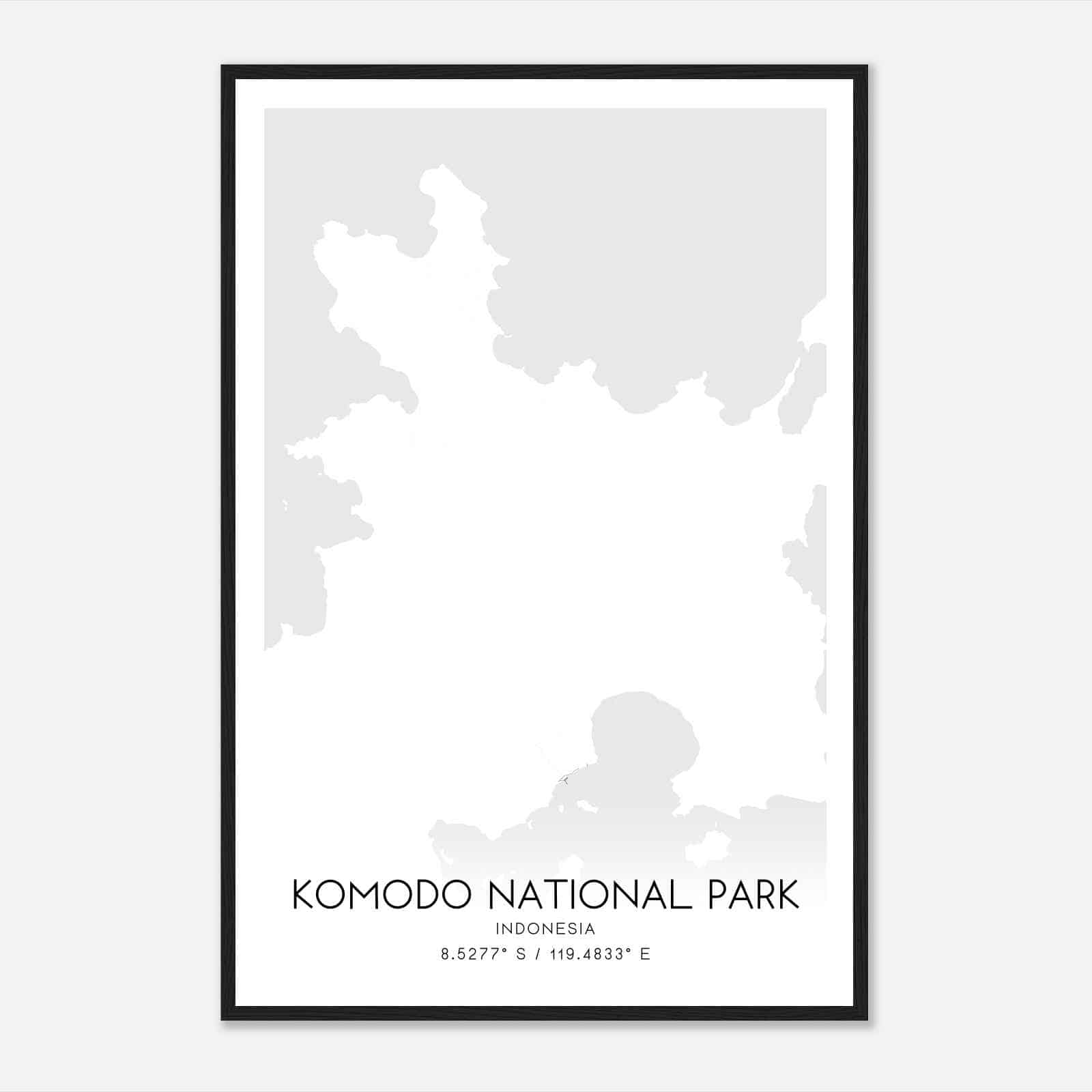 Komodo National Park Indonesia Map Poster, Komodo National Park City Road Wall Art Print