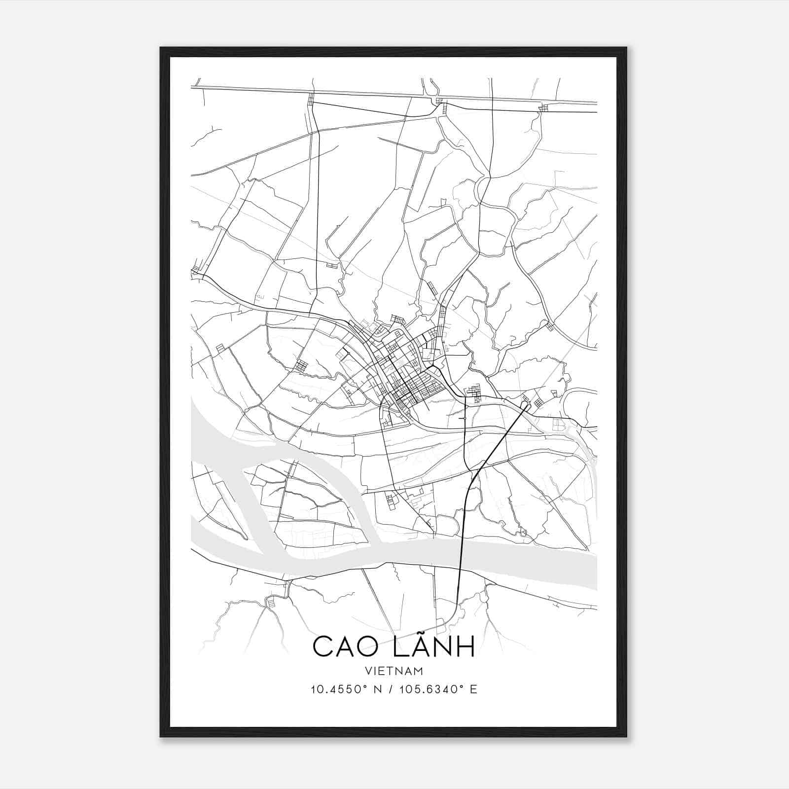 Cao Lanh Vietnam Map Poster, Cao Lanh City Road Wall Art Print