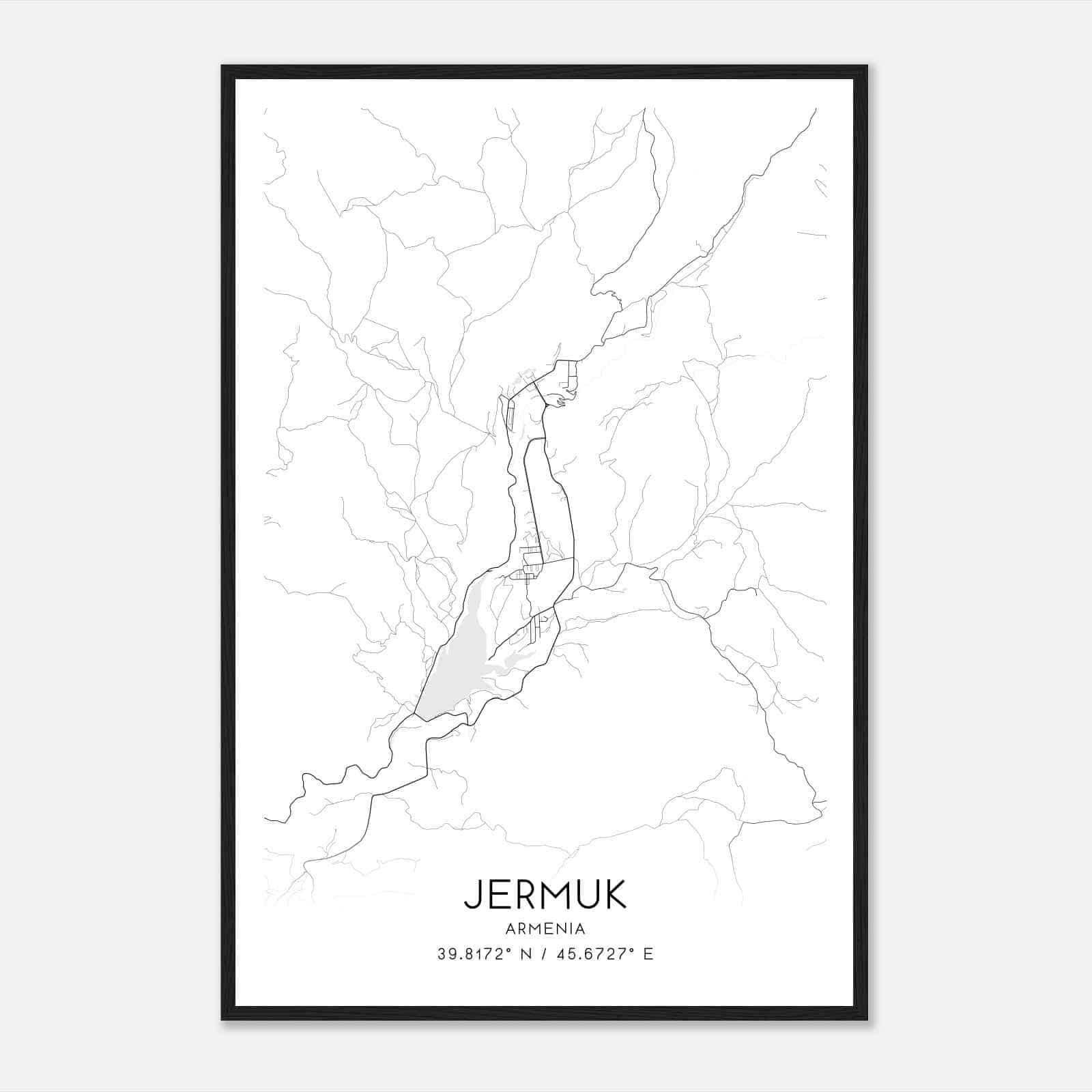 Jermuk Armenia Map Poster, Jermuk City Road Wall Art Print
