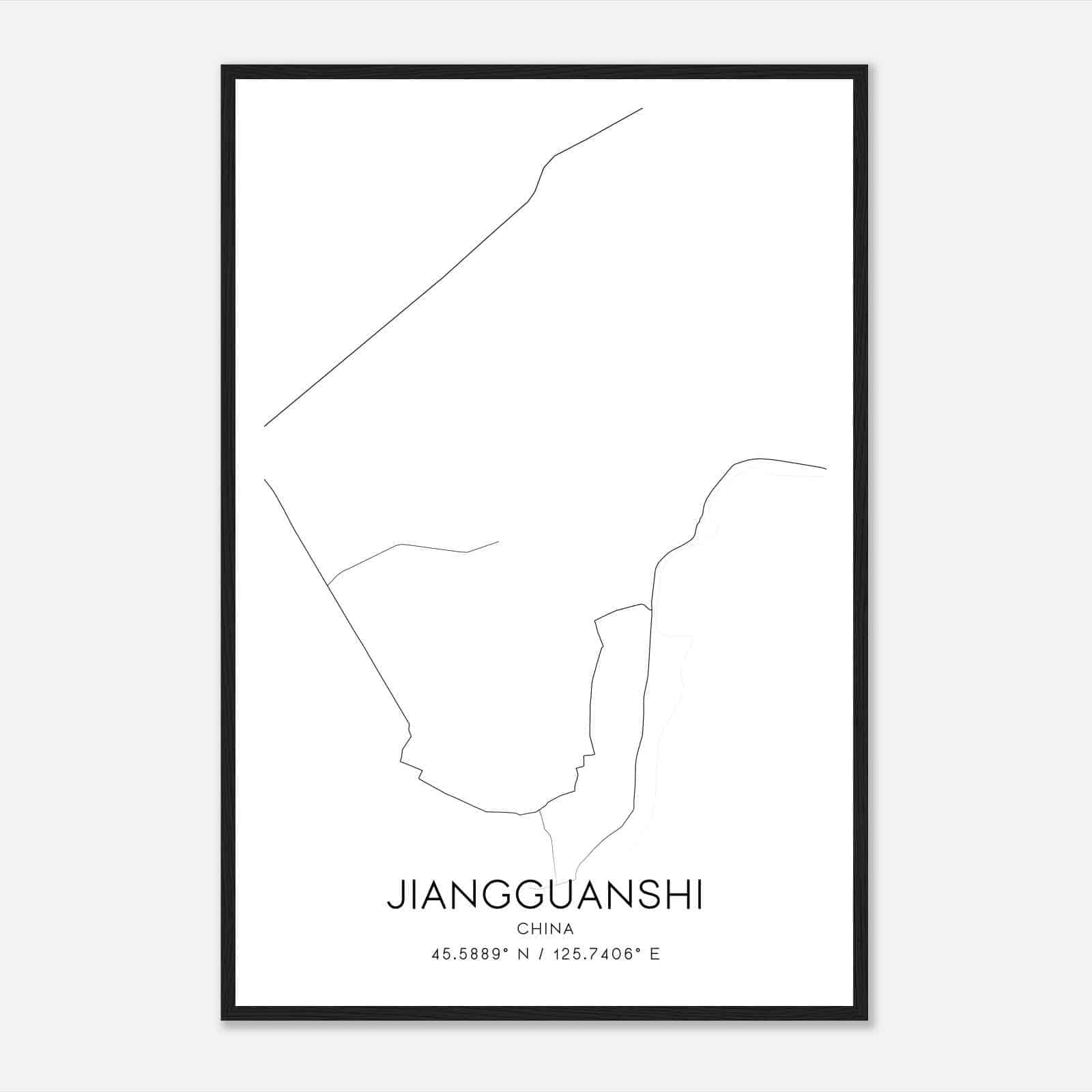 Jiangguanshi China Map Poster, Jiangguanshi City Road Wall Art Print