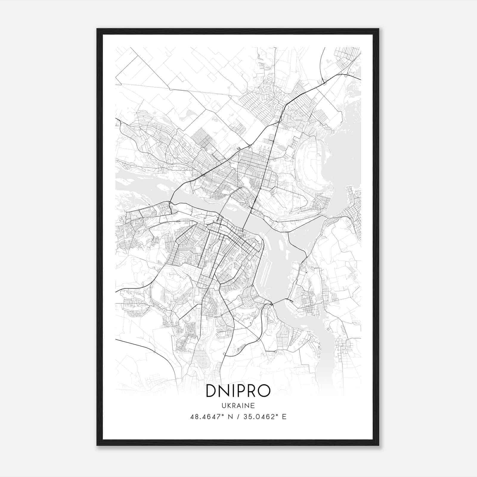 Dnipro Ukraine Map Poster, Dnipro City Road Wall Art Print