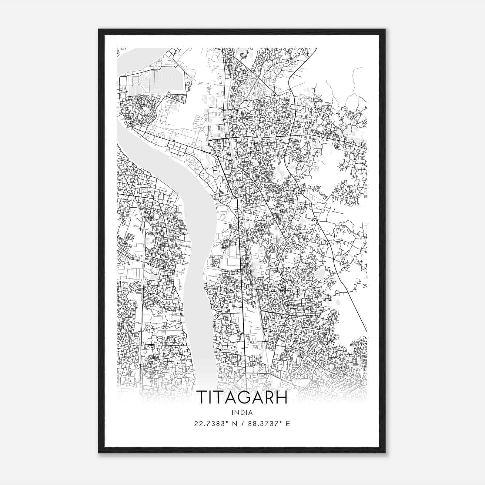 Titagarh India Map Poster, Titagarh City Road Wall Art Print