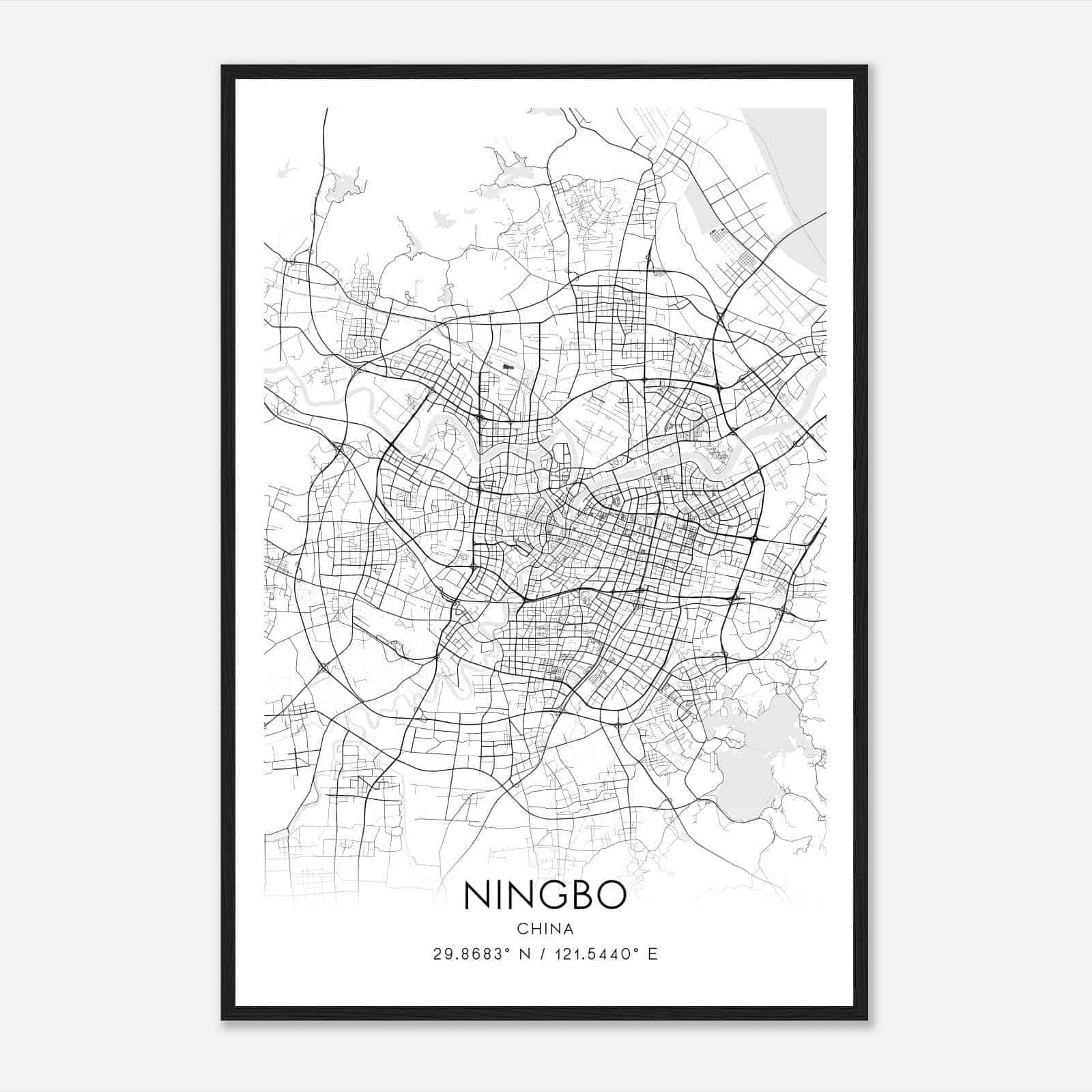 Ningbo China Map Poster, Ningbo City Road Wall Art Print