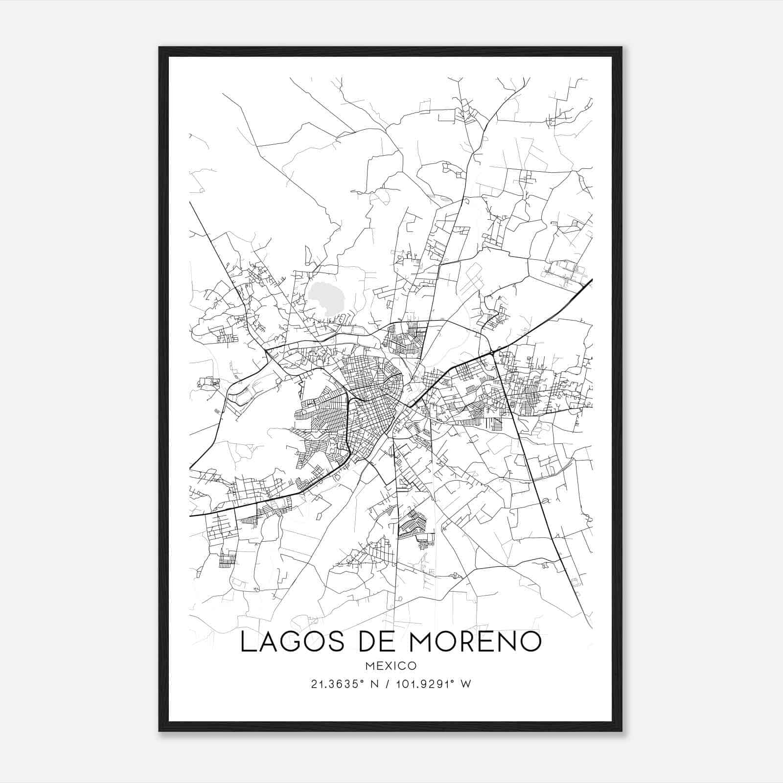 Lagos de Moreno Mexico Map Poster, Lagos de Moreno City Road Wall Art Print