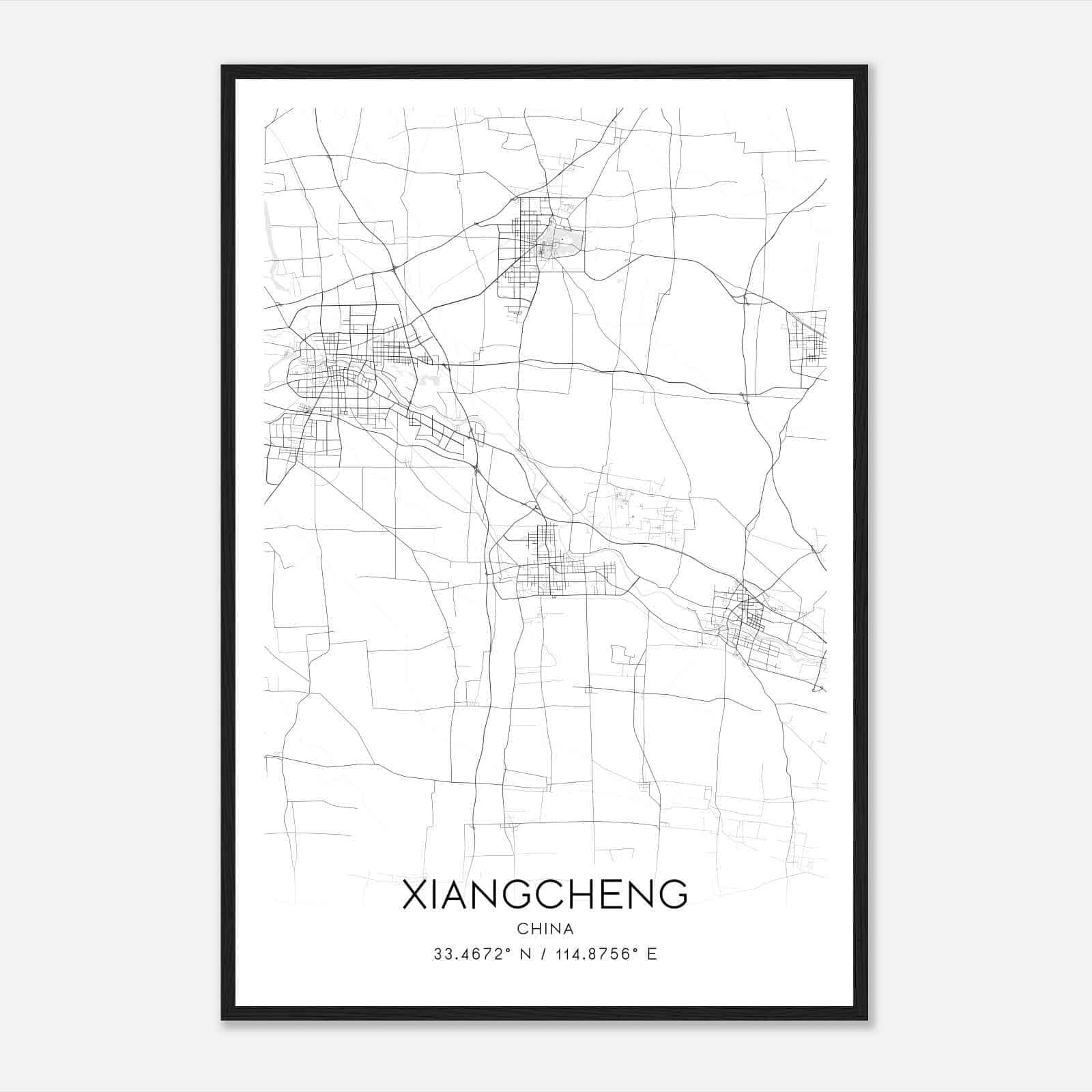 Xiangcheng China Map Poster, Xiangcheng City Road Wall Art Print