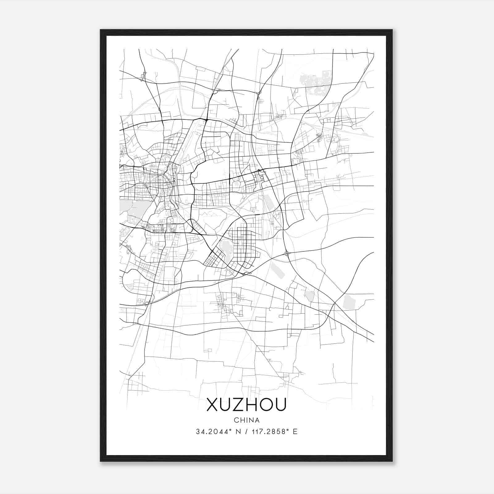 Xuzhou China Map Poster, Xuzhou City Road Wall Art Print