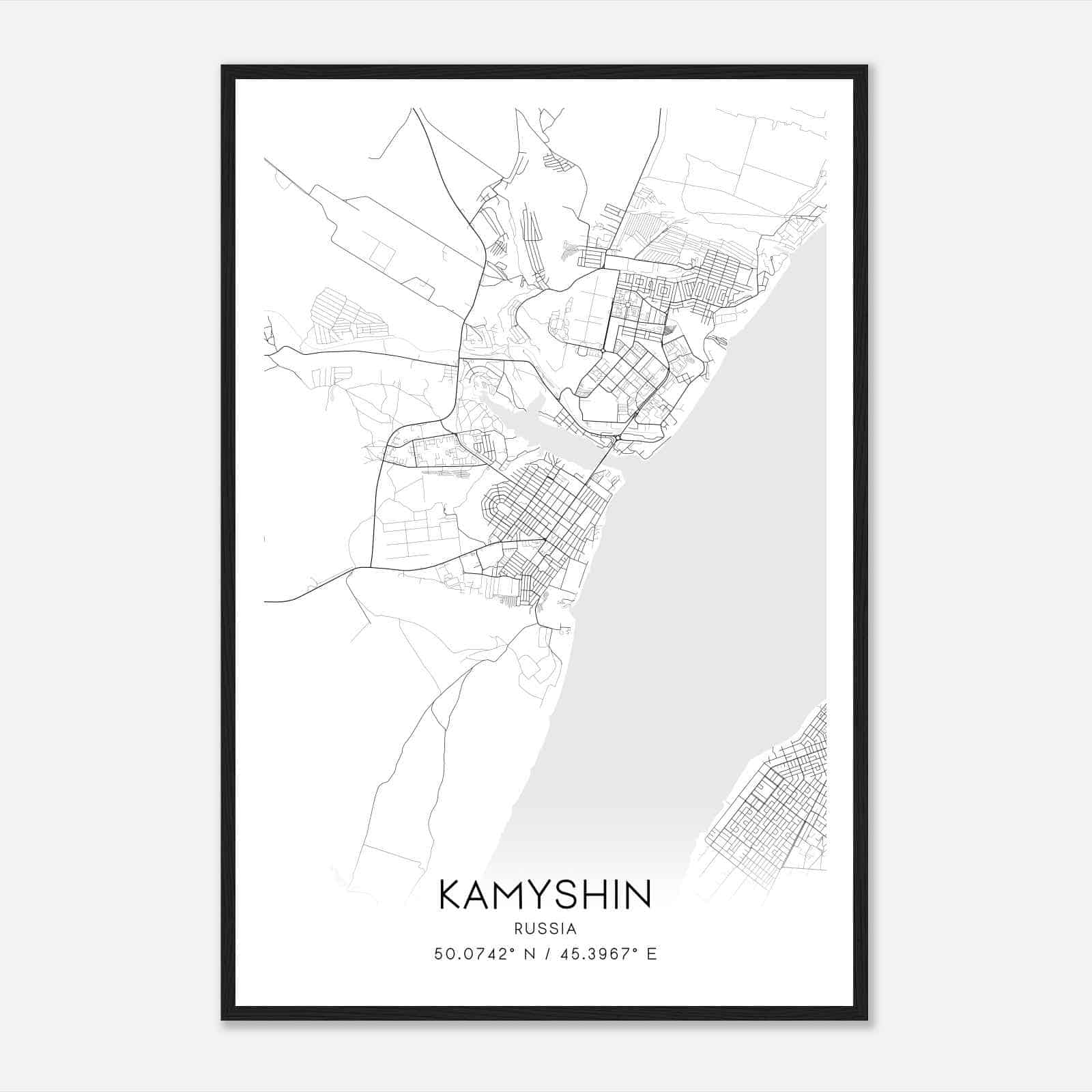 Kamyshin Russia Map Poster, Kamyshin City Road Wall Art Print