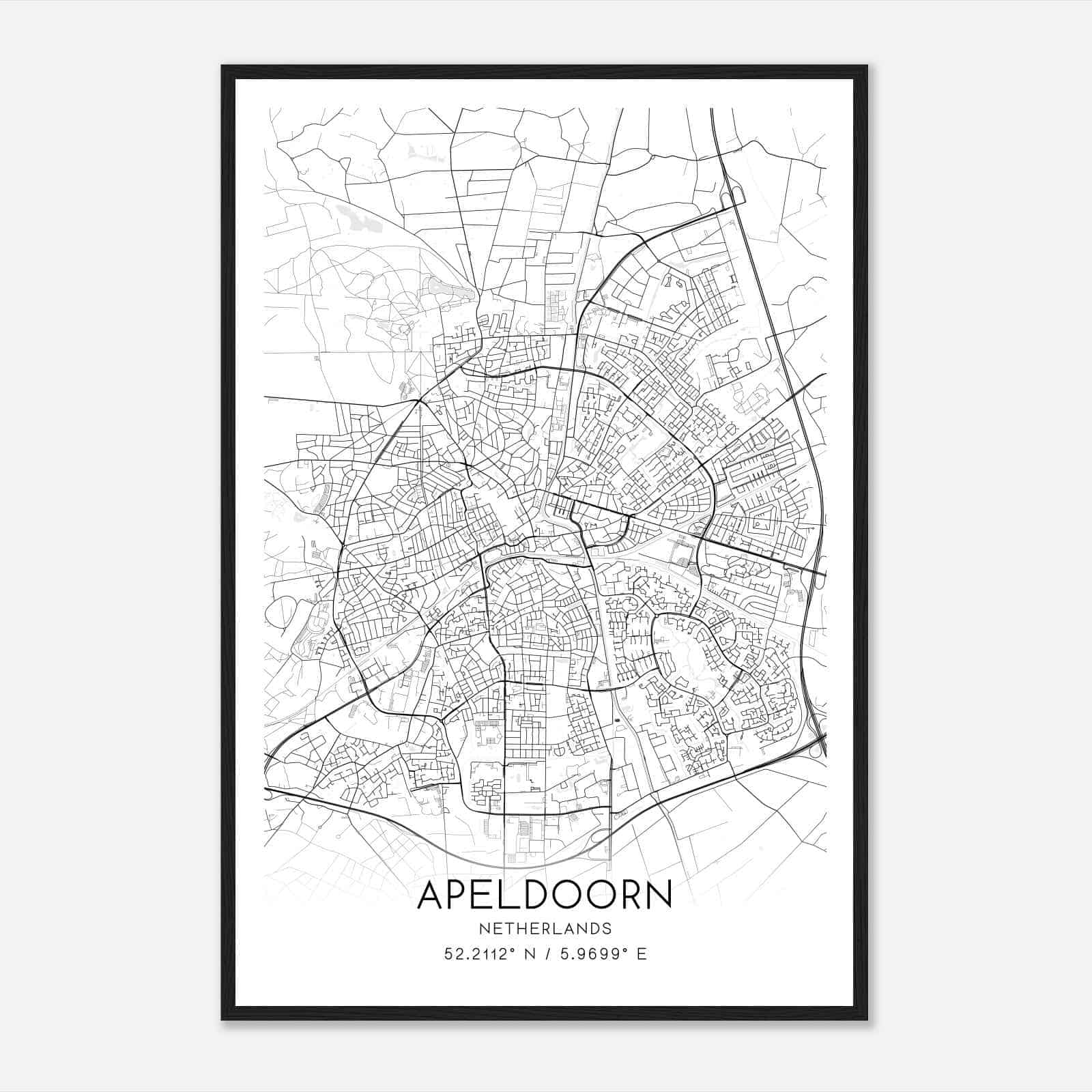 Apeldoorn Netherlands Map Poster, Apeldoorn City Road Wall Art Print