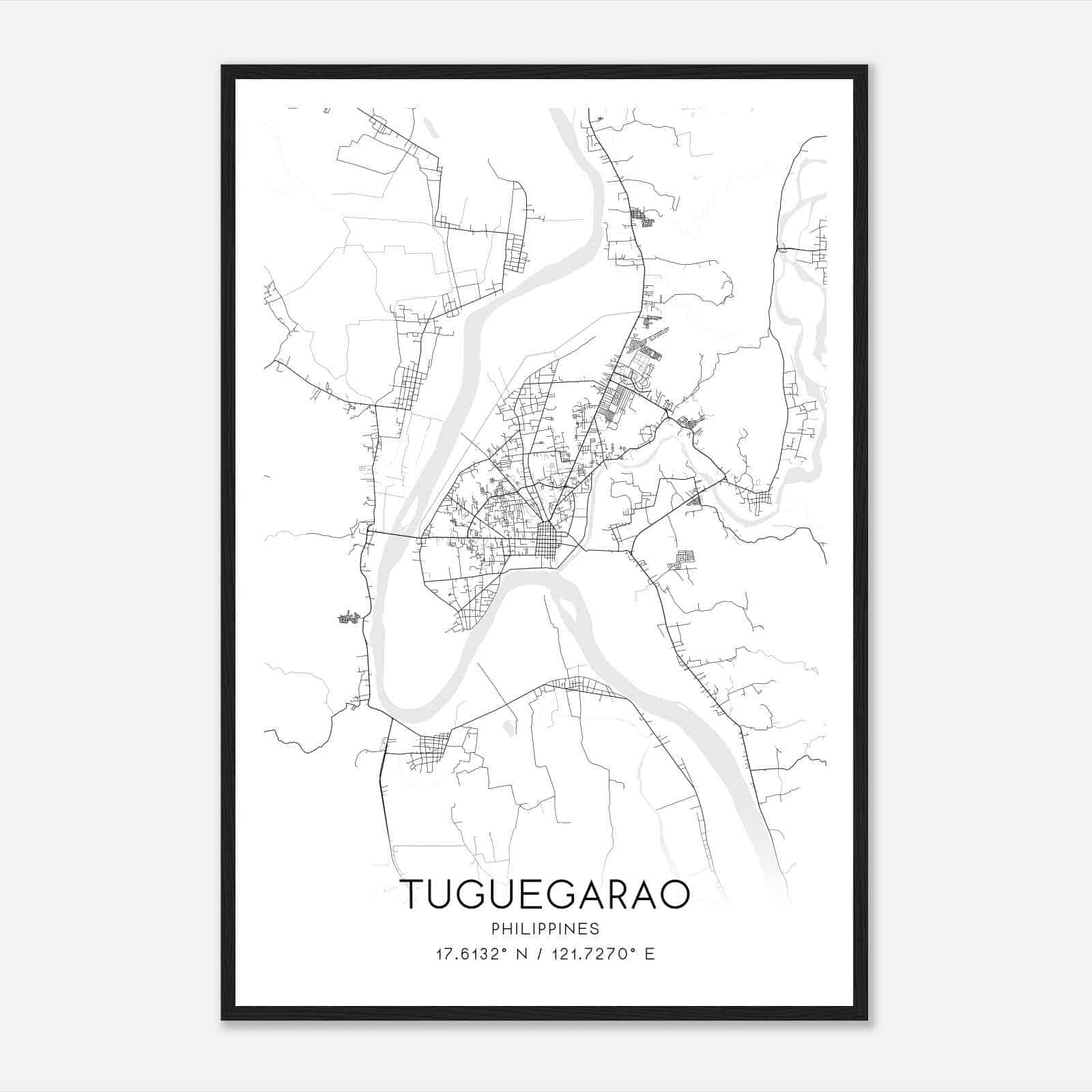 Tuguegarao Philippines Map Poster, Tuguegarao City Road Wall Art Print