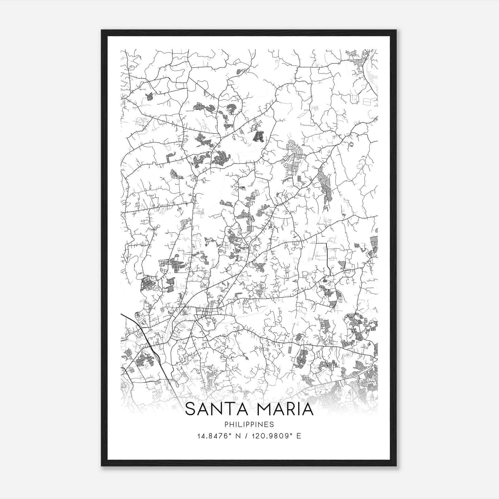 Santa Maria Philippines Map Poster, Santa Maria City Road Wall Art Print