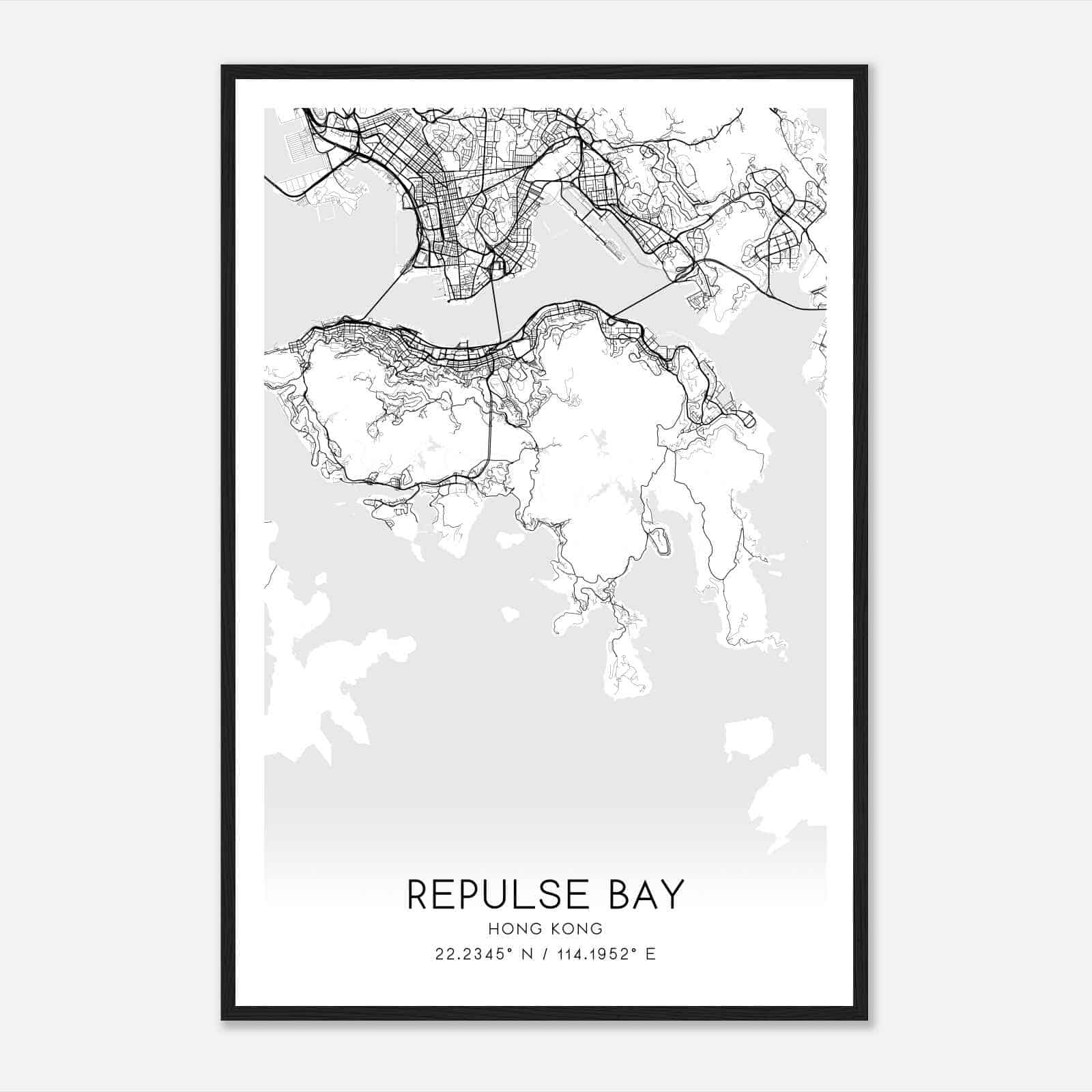Repulse Bay Hong Kong Map Poster, Repulse Bay City Road Wall Art Print